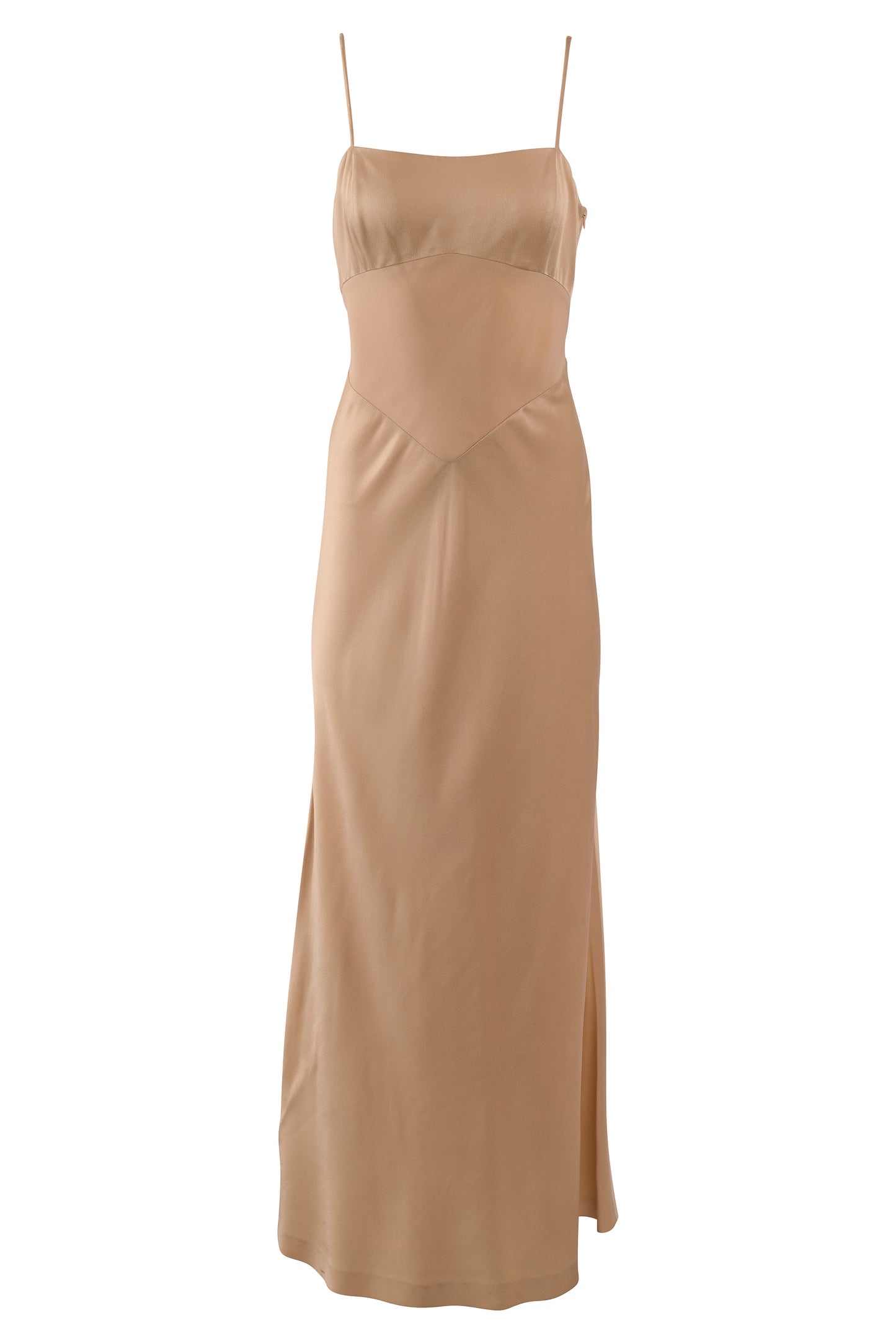 Vintage 1990's Gianfranco Ferre Beige Gold Satin Dress