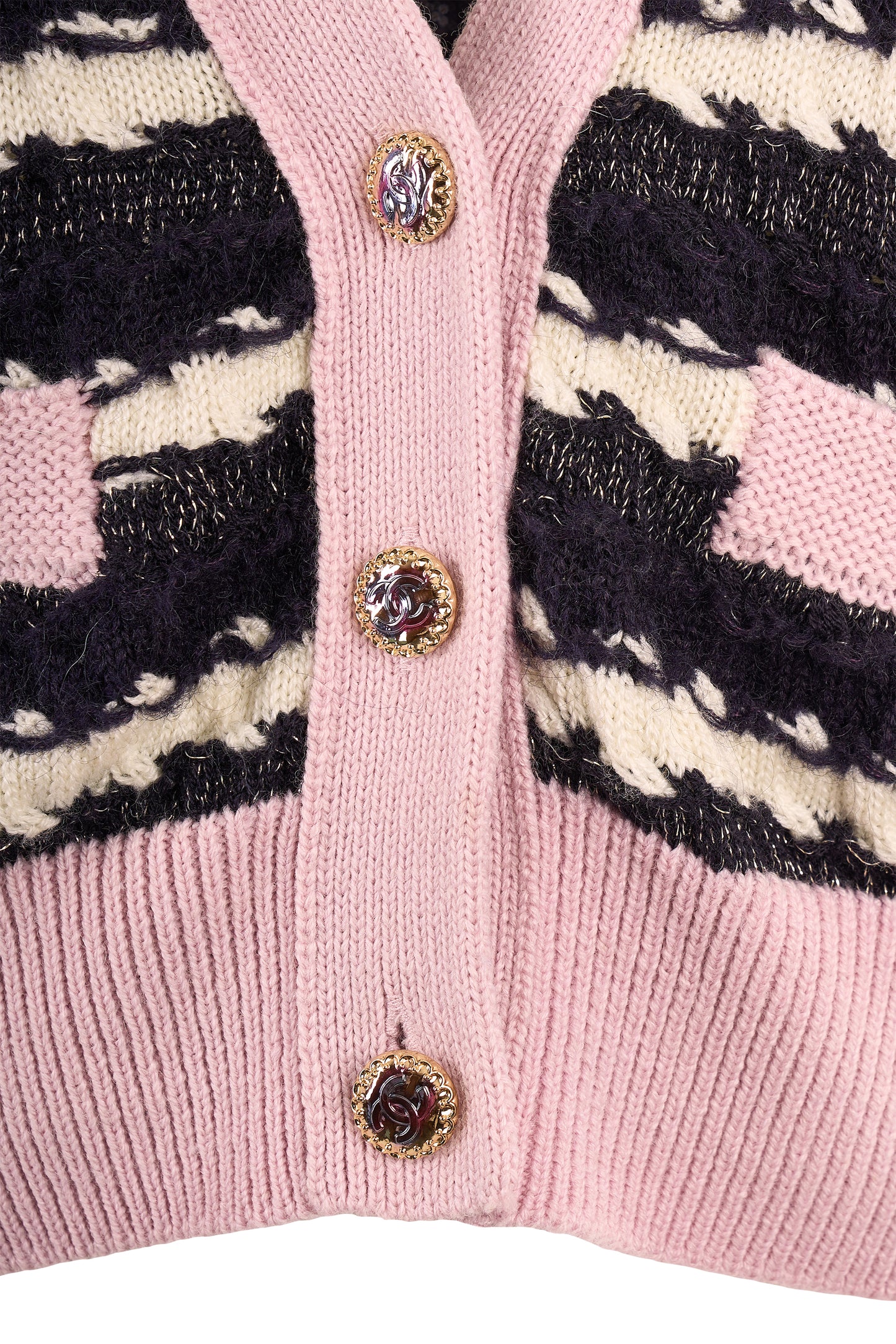 Chanel F/W 2022 Pink Striped Cropped Cardigan