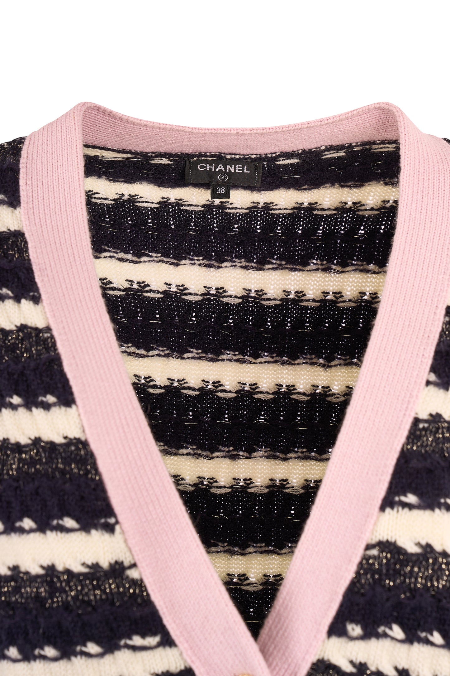 Chanel F/W 2022 Pink Striped Cropped Cardigan