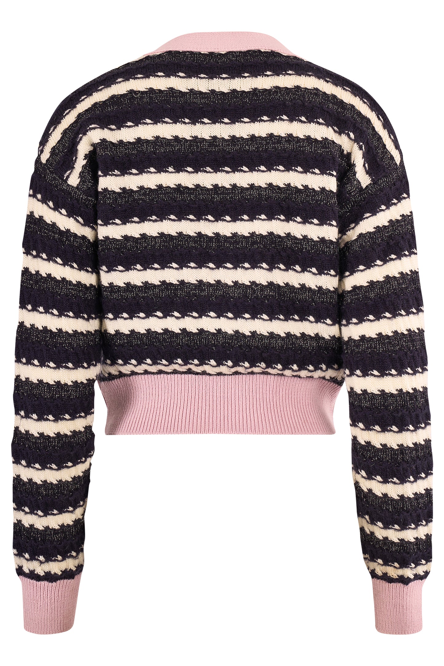 Chanel F/W 2022 Pink Striped Cropped Cardigan