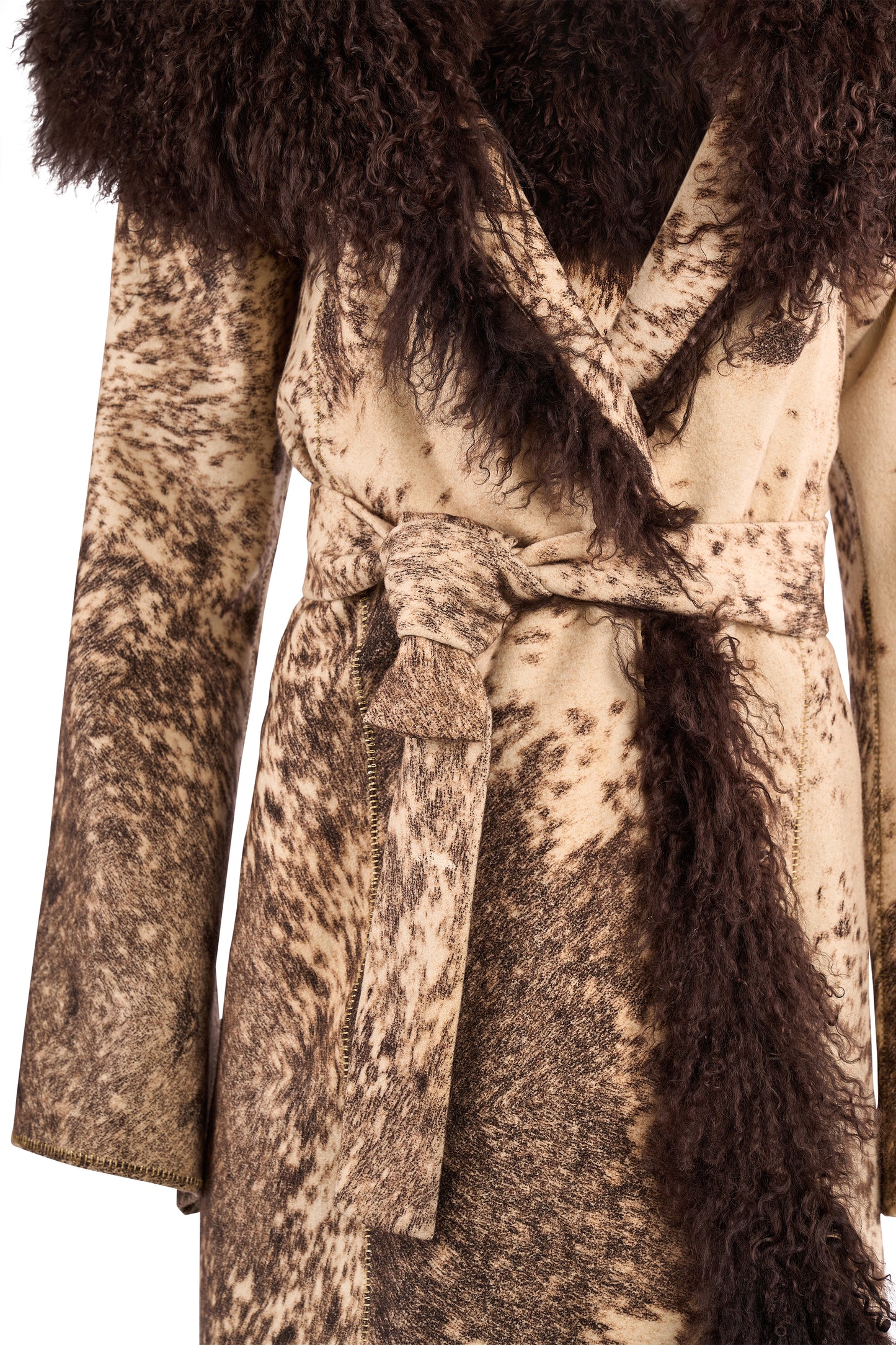 Vintage Roberto Cavalli F/W 1999 Wool Shearling Trim Coat