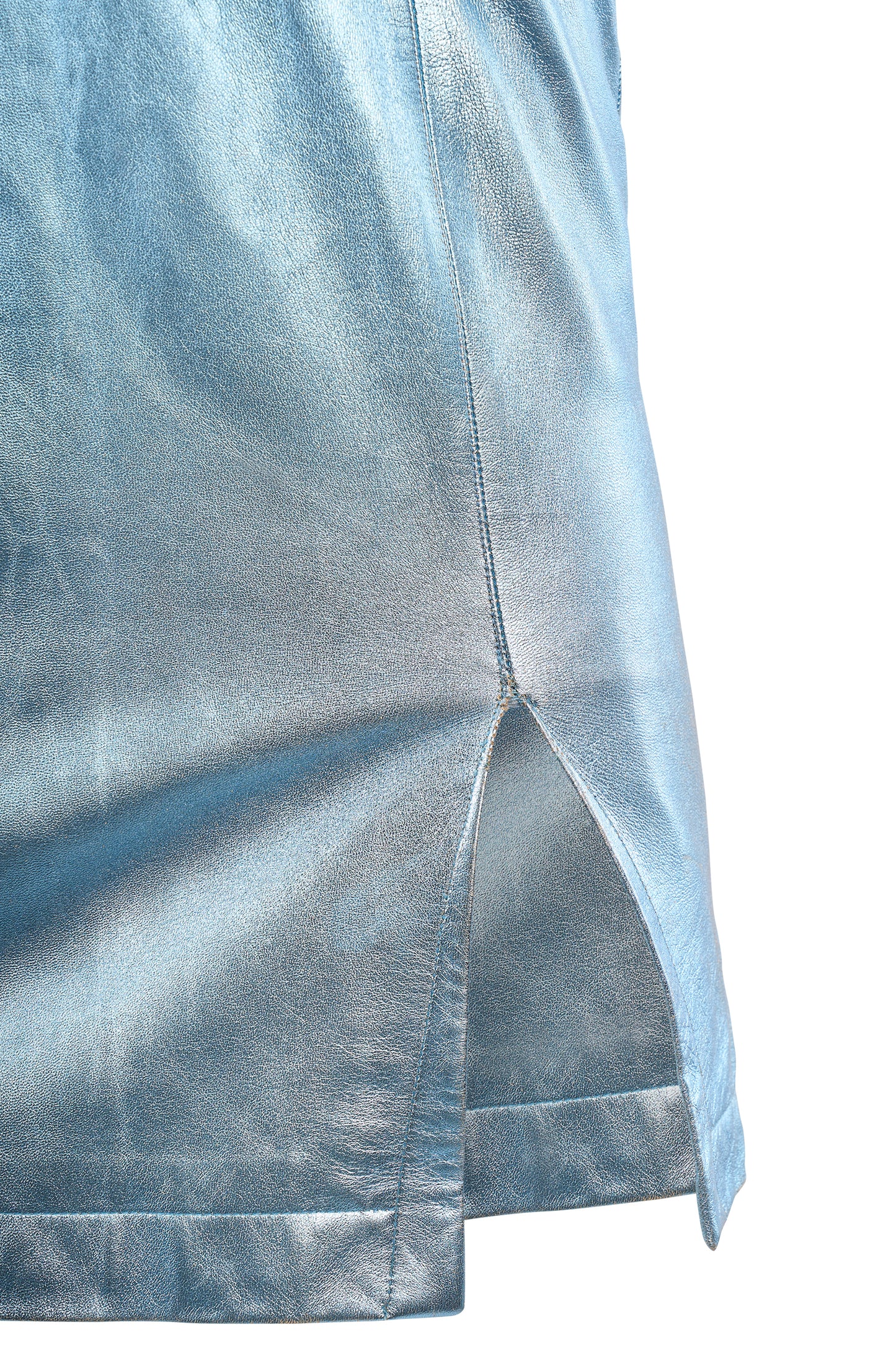 Vintage 1980's Thierry Mugler Couture Metallic Blue Leather Mini Dress