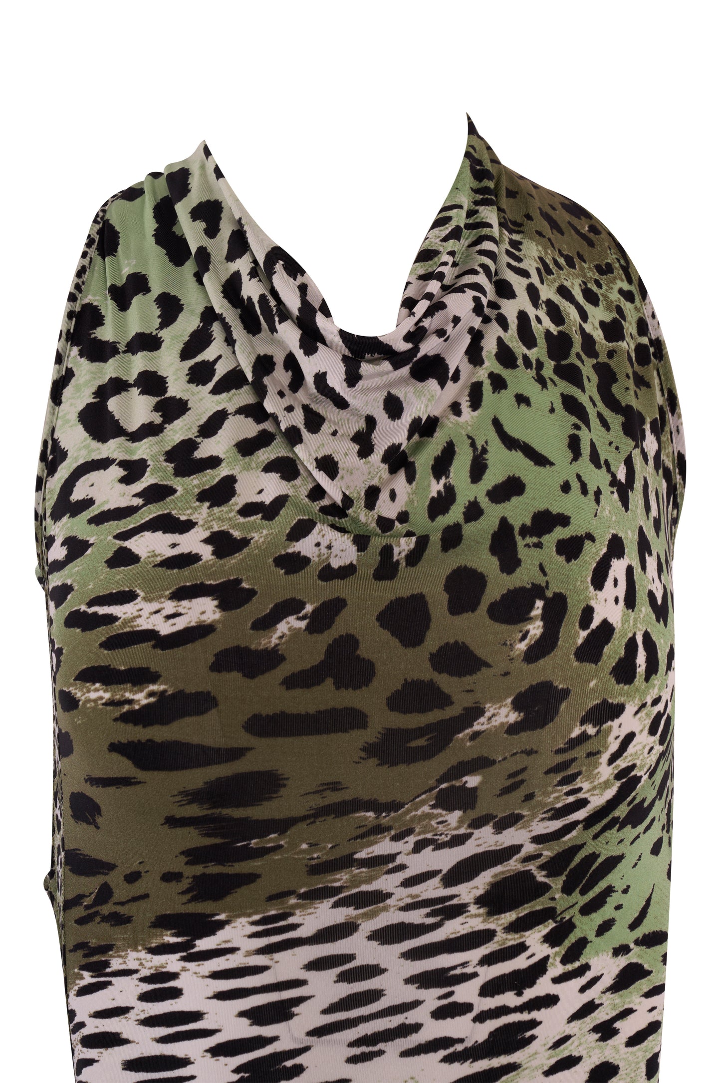 Vintage Roberto Cavalli Green Cheetah Print Maxi Dress