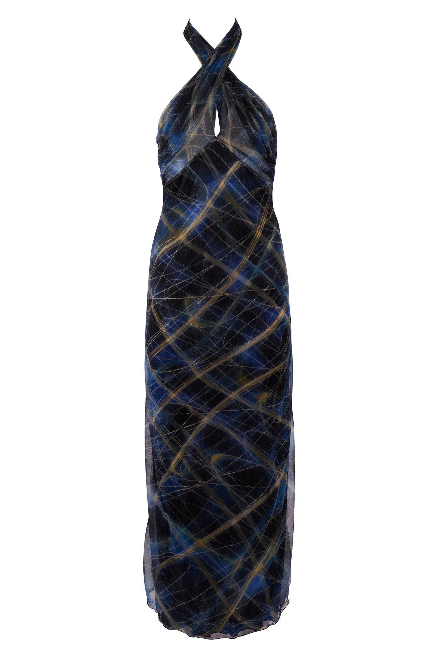 Vintage Roberto Cavalli Blue Geometrical Print Dress