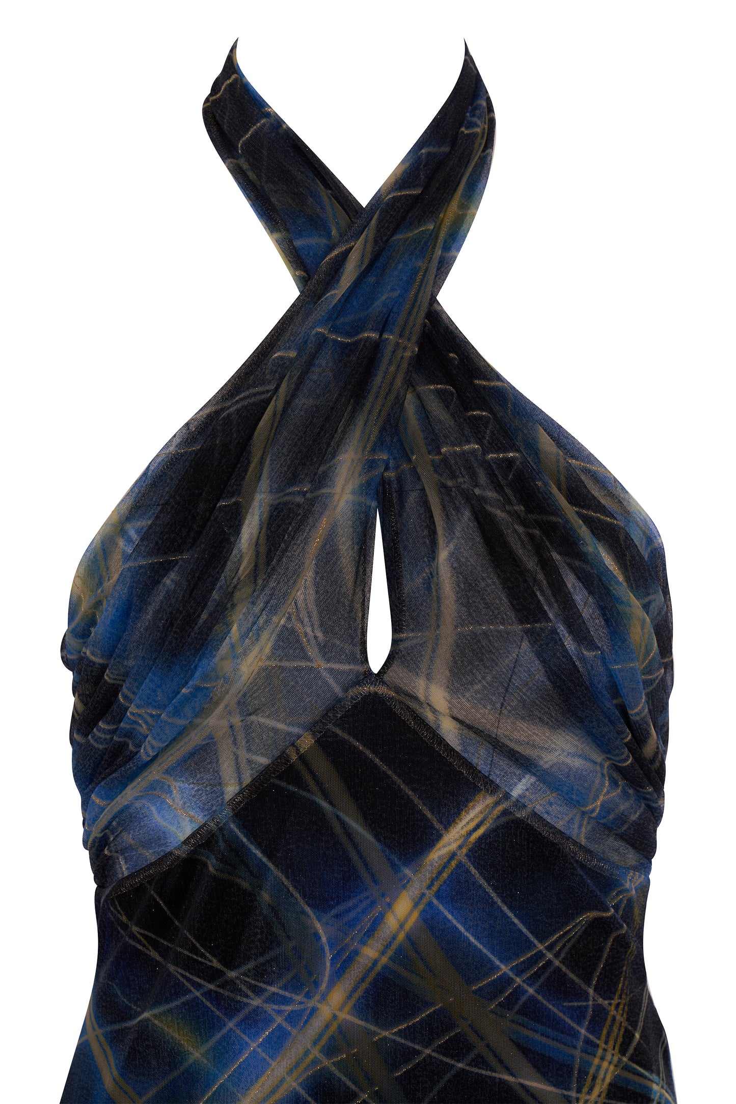 Vintage Roberto Cavalli Blue Geometrical Print Dress