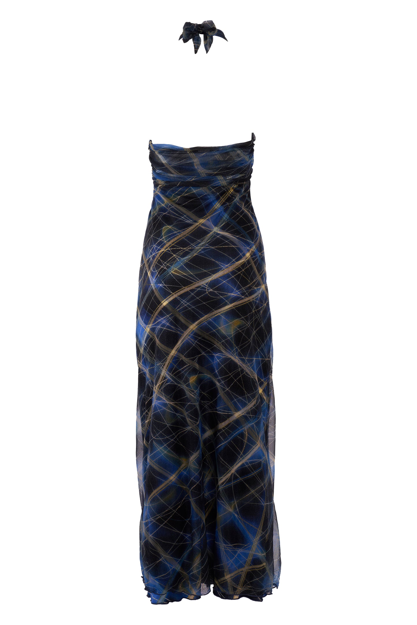 Vintage Roberto Cavalli Blue Geometrical Print Dress