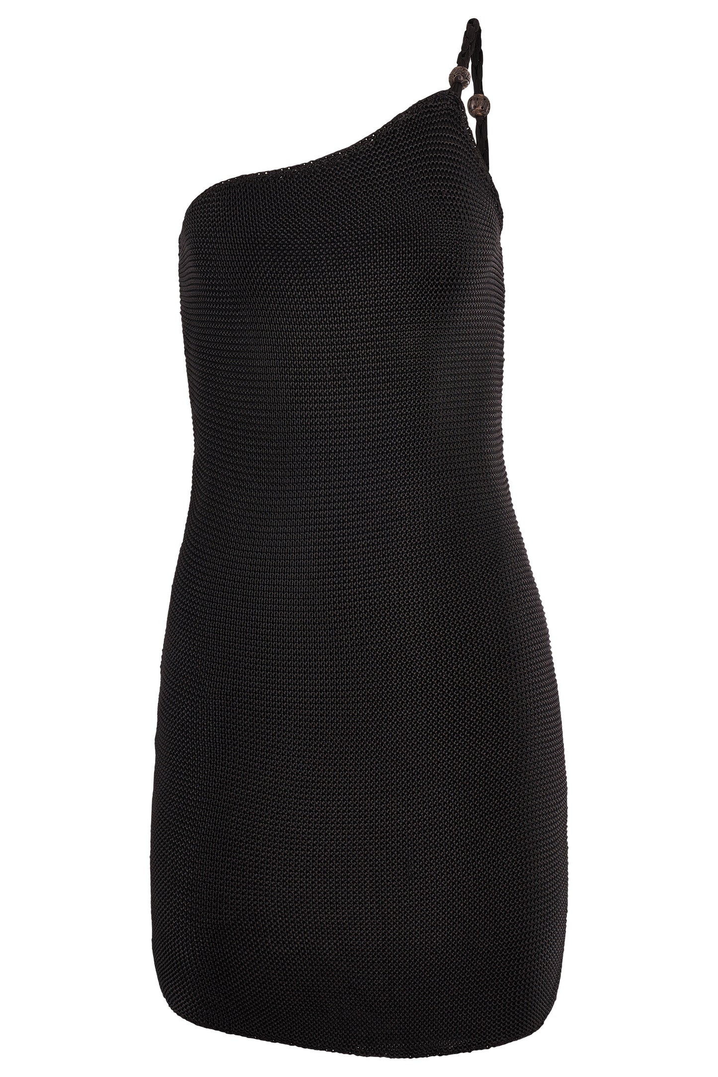 Vintage 1990's Ralph Lauren One Shoulder Black Crochet Dress