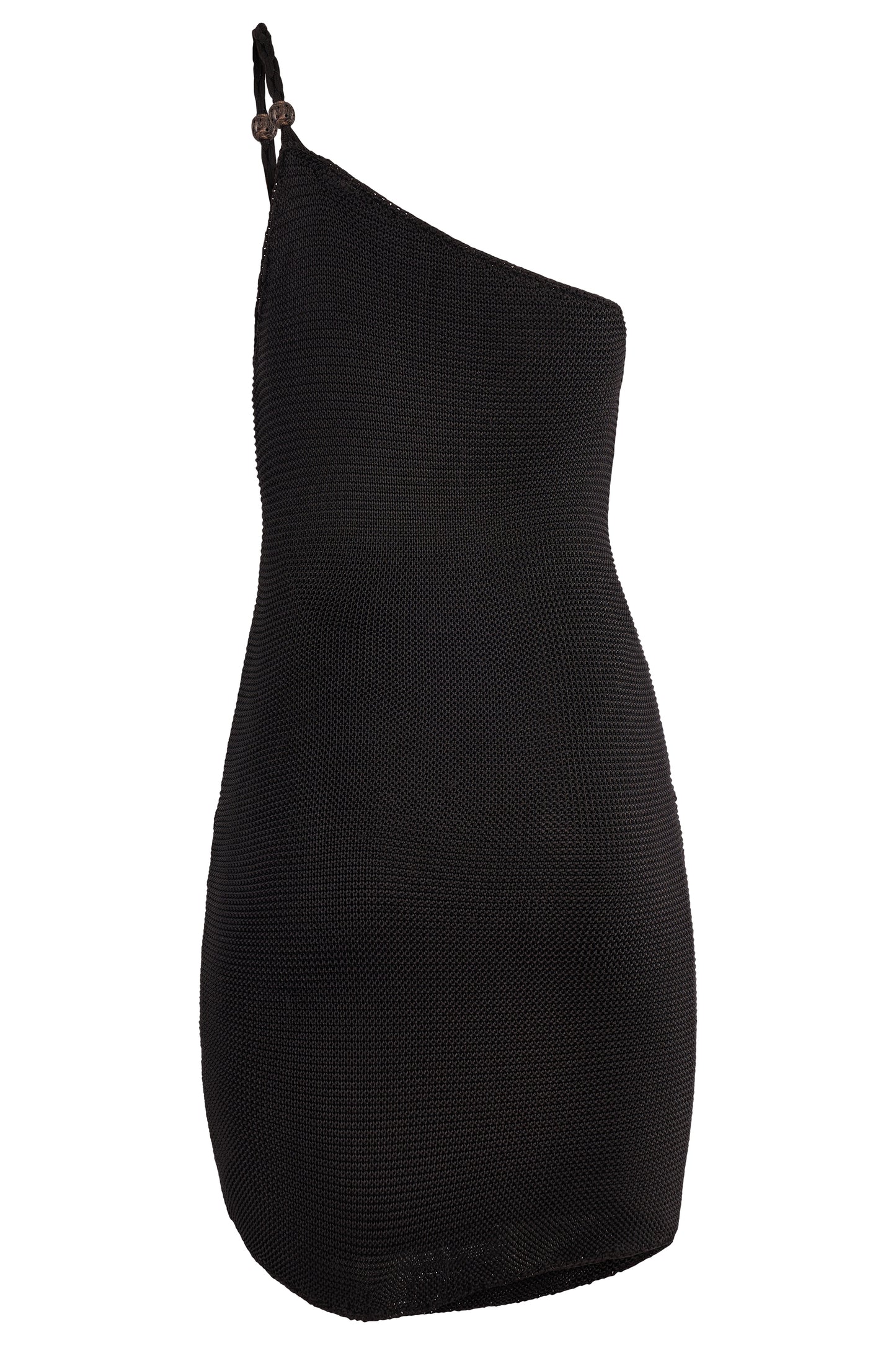 Vintage 1990's Ralph Lauren One Shoulder Black Crochet Dress