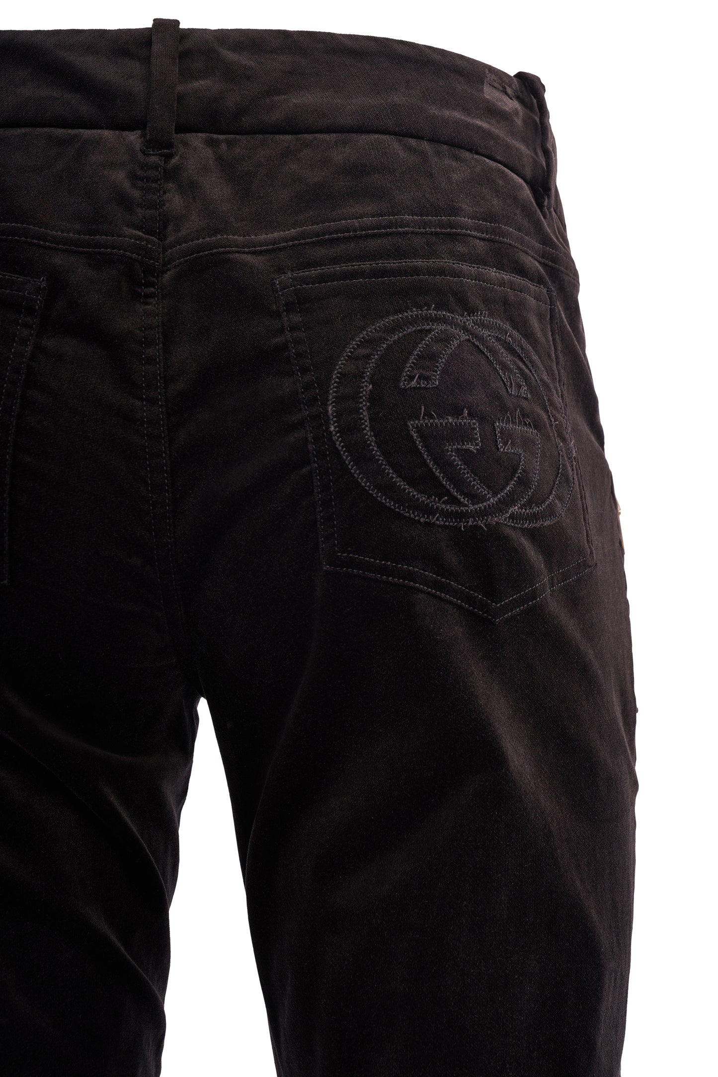 Vintage Gucci By Tom Ford F/W 2003 Black Velvet Zip Trousers