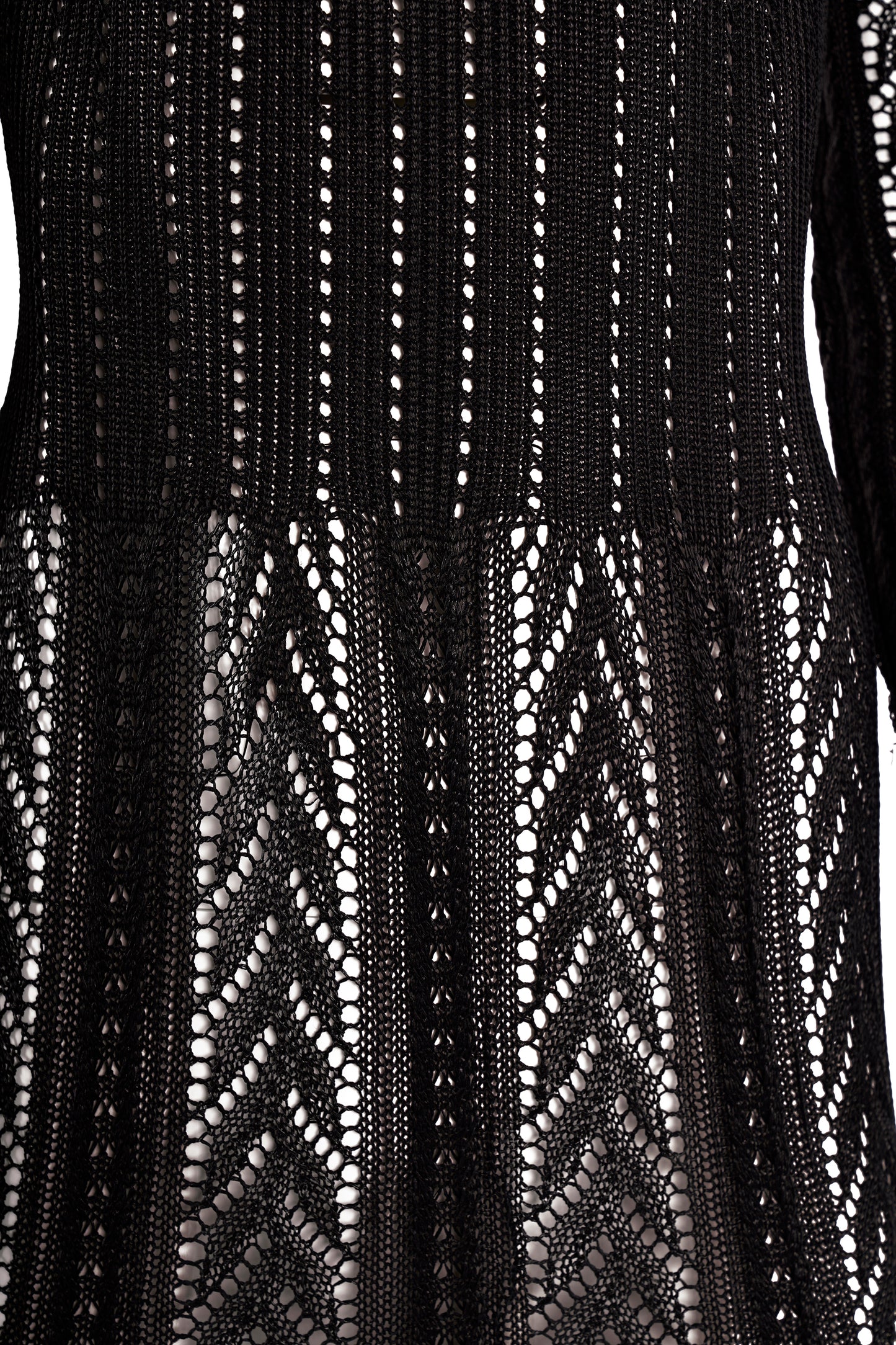 Christian Dior F/W 1999 Black Metallic Crochet Knit Maxi Dress