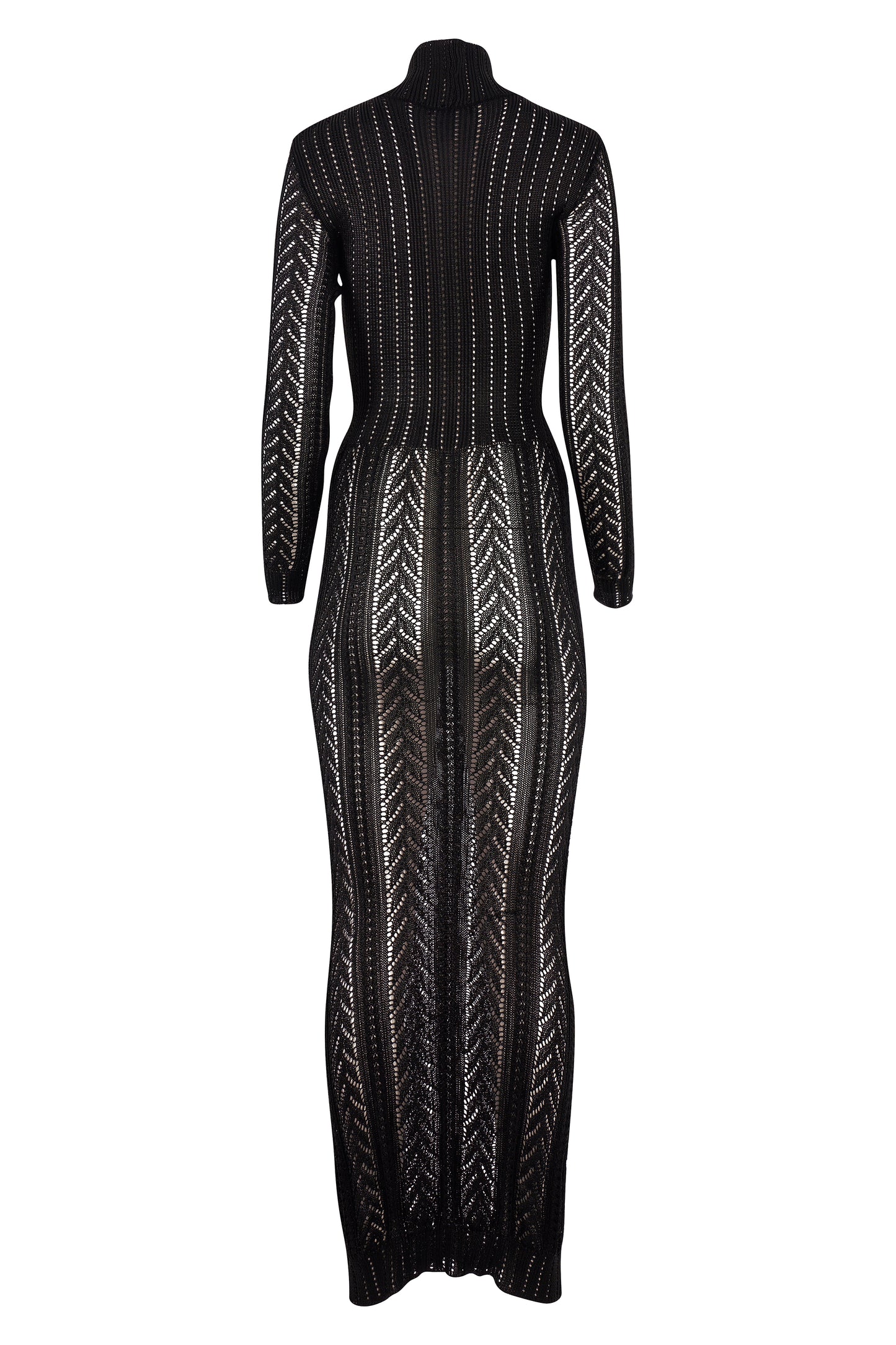 Christian Dior F/W 1999 Black Metallic Crochet Knit Maxi Dress