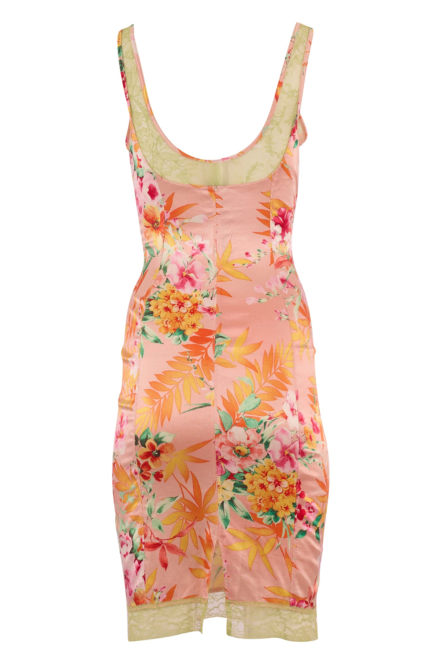 Dolce & Gabbana 2005 Vintage Pink Floral Lace Bodycon Dress