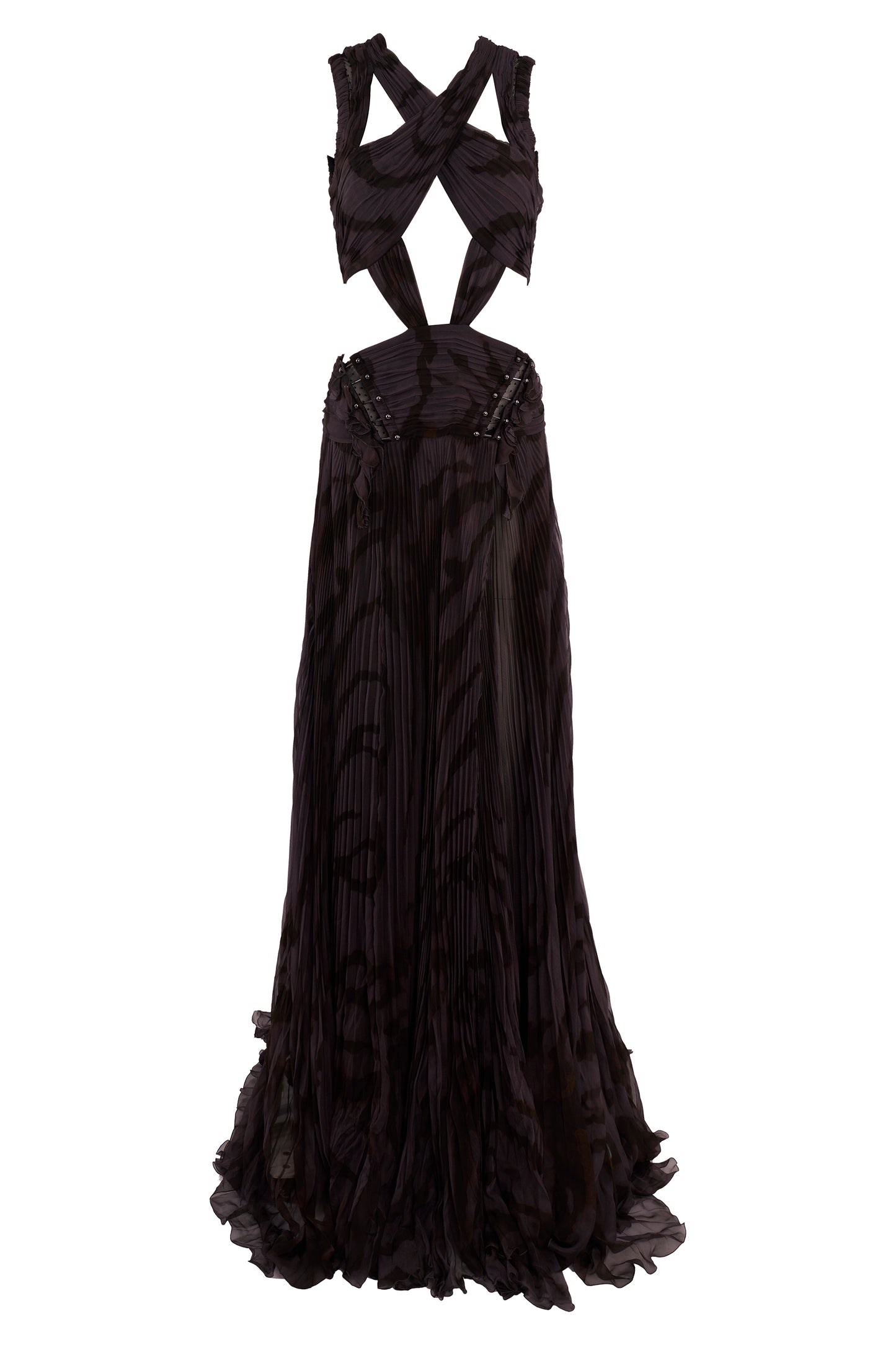 Roberto Cavalli Deep Grey Cut Out Maxi Gown