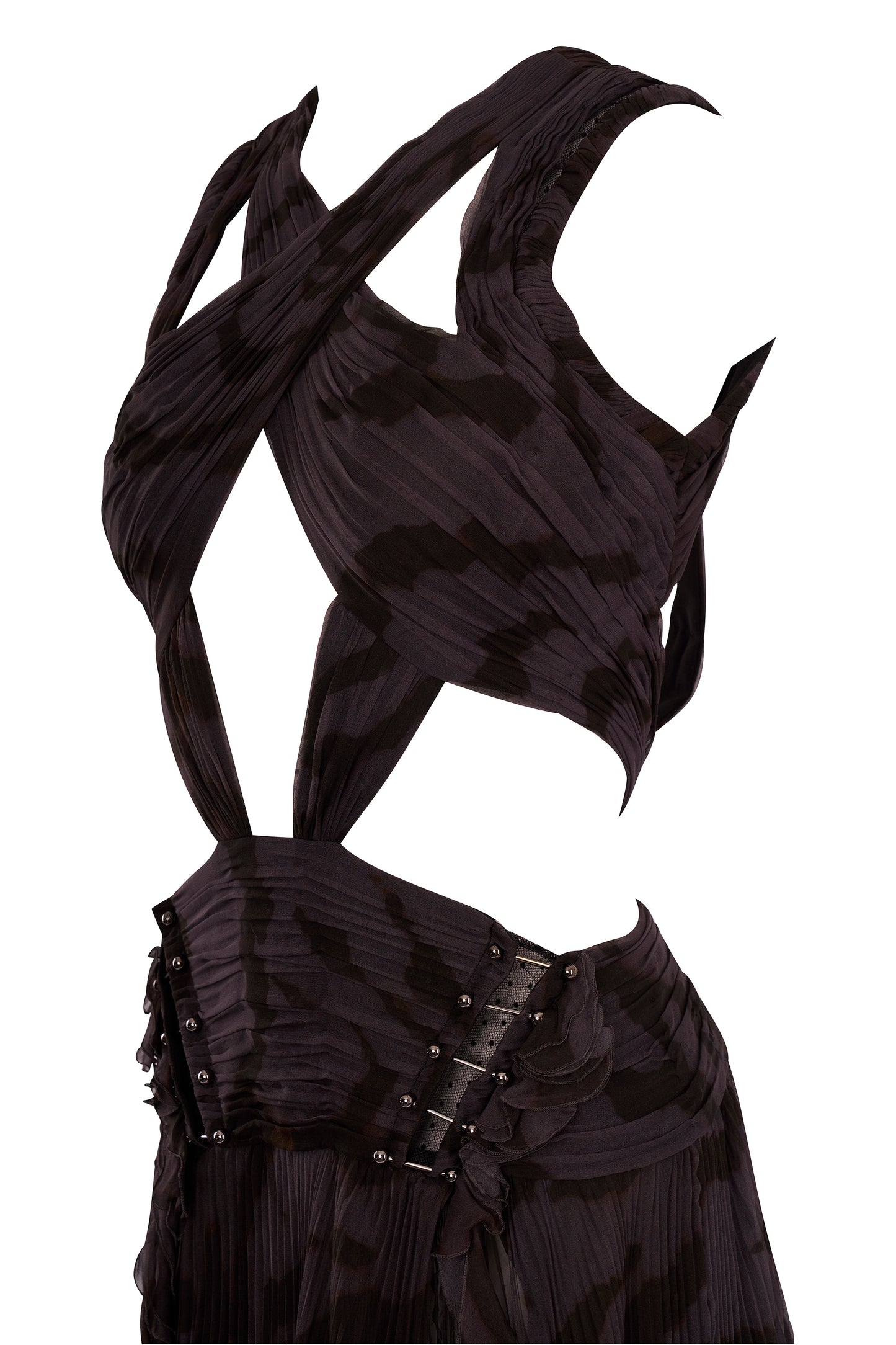 Roberto Cavalli Deep Grey Cut Out Maxi Gown