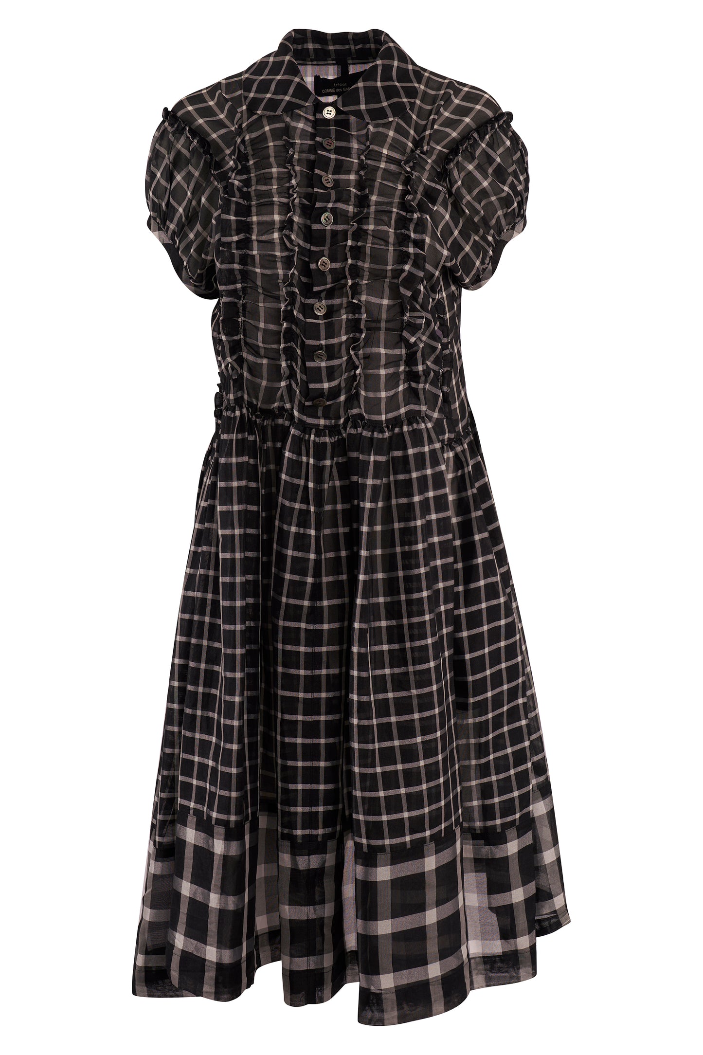 Comme des Garçons Black & White Check Ruffle Shirt Dress
