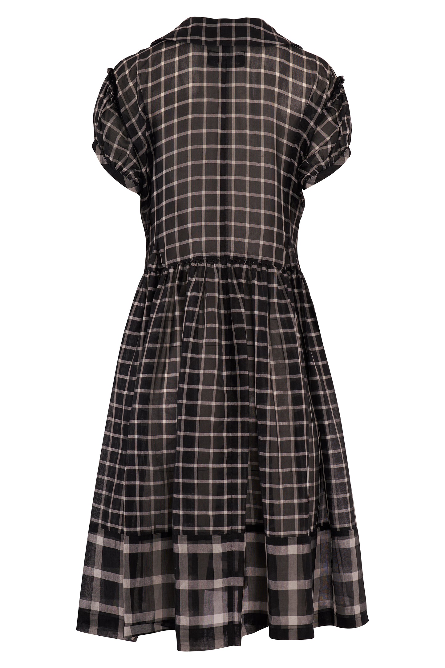 Comme des Garçons Black & White Check Ruffle Shirt Dress