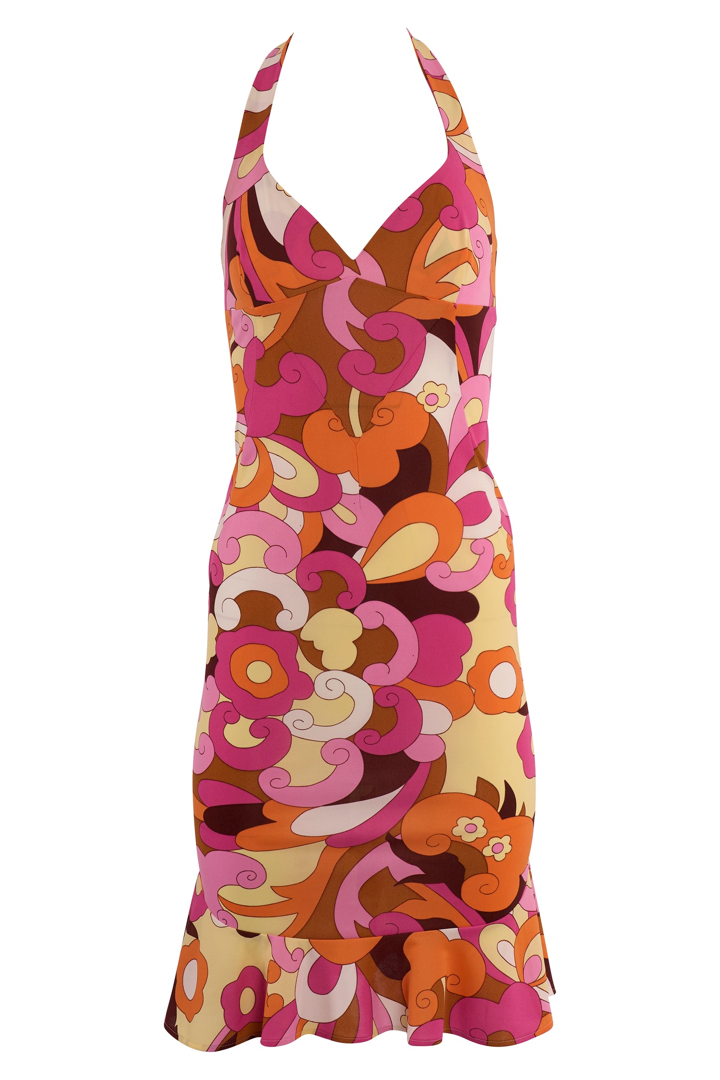 Vintage D&G 2004 Psychedelic Print Halter Dress