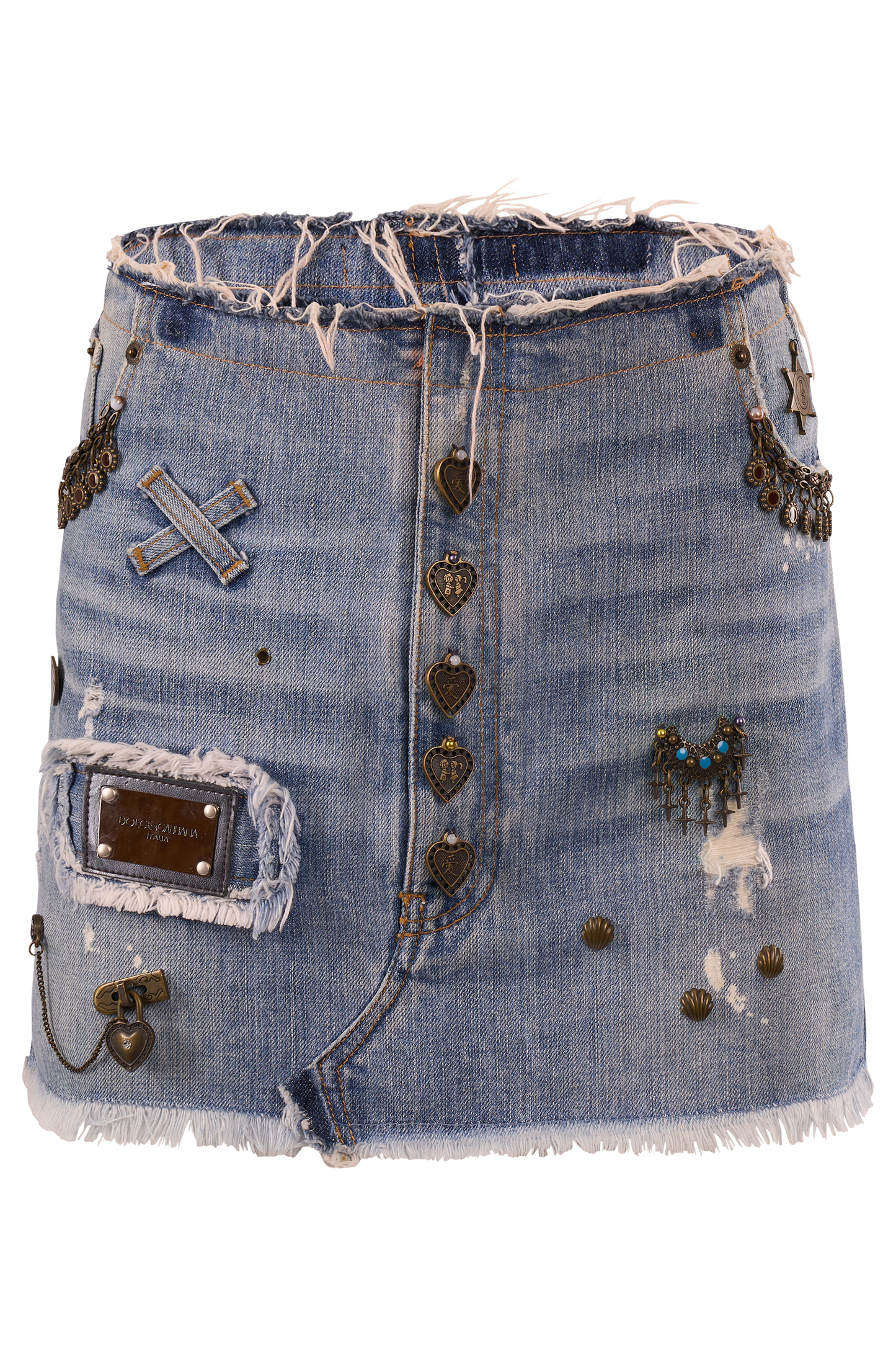Vintage 2000's Dolce&Gabbana Studded Denim Mini Skirt