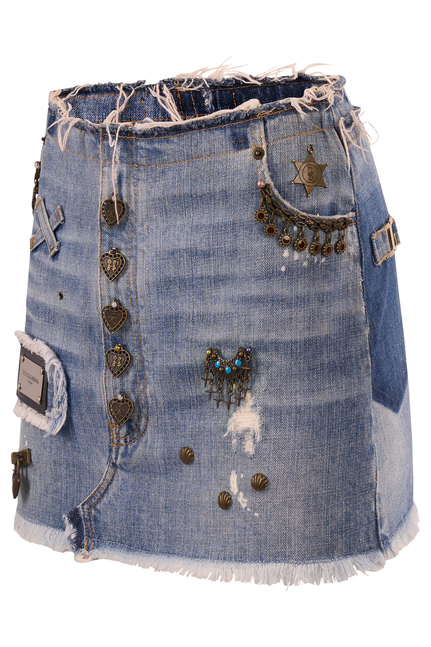 Vintage 2000's Dolce&Gabbana Studded Denim Mini Skirt
