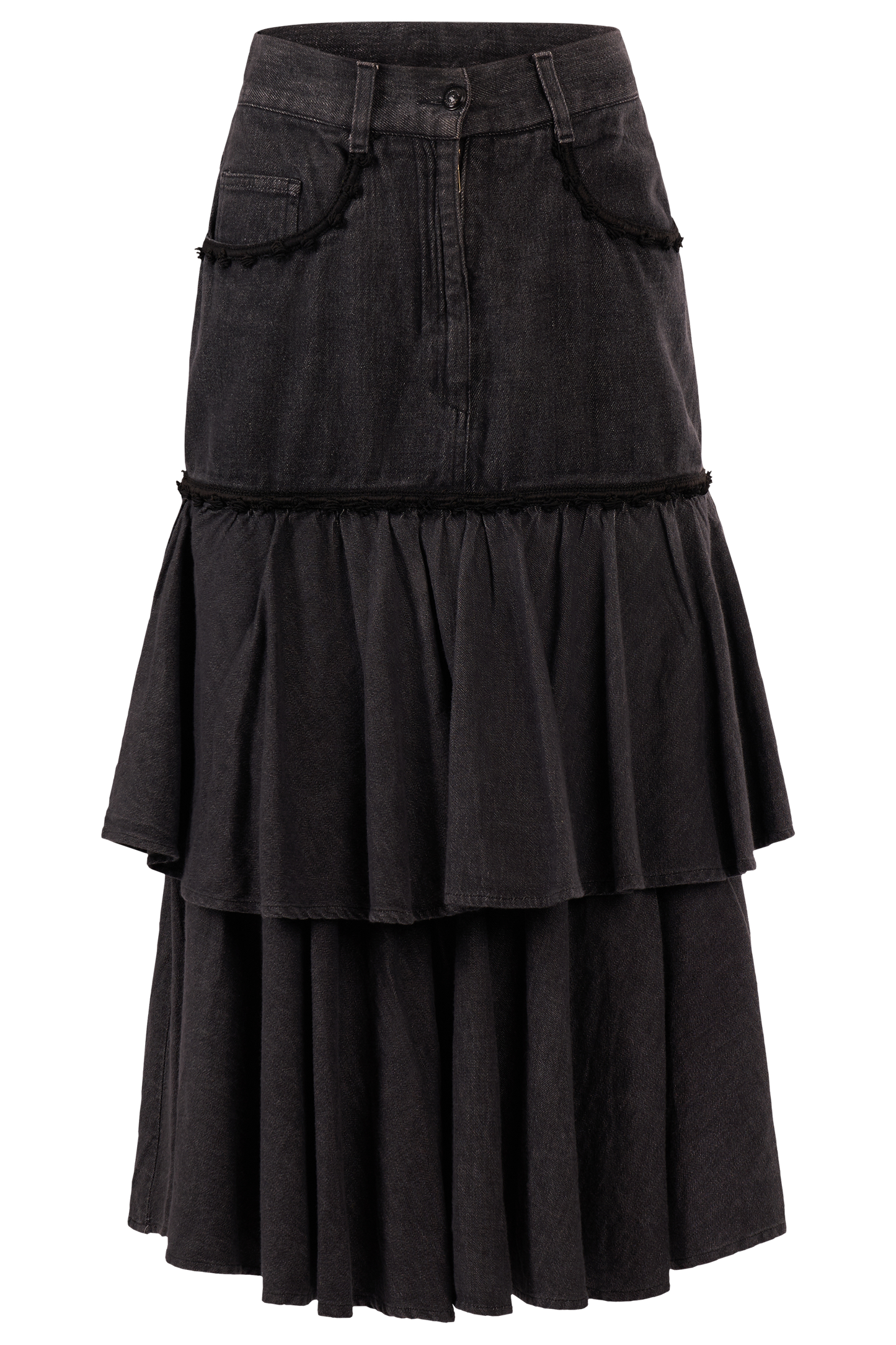Vintage 2000's Moschino Dark Grey Denim Maxi Skirt