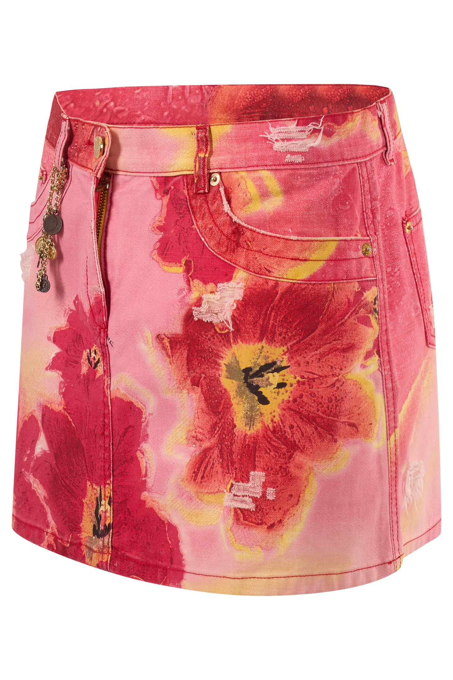 Vintage Roberto Cavalli S/S 2004 Floral Denim Skirt