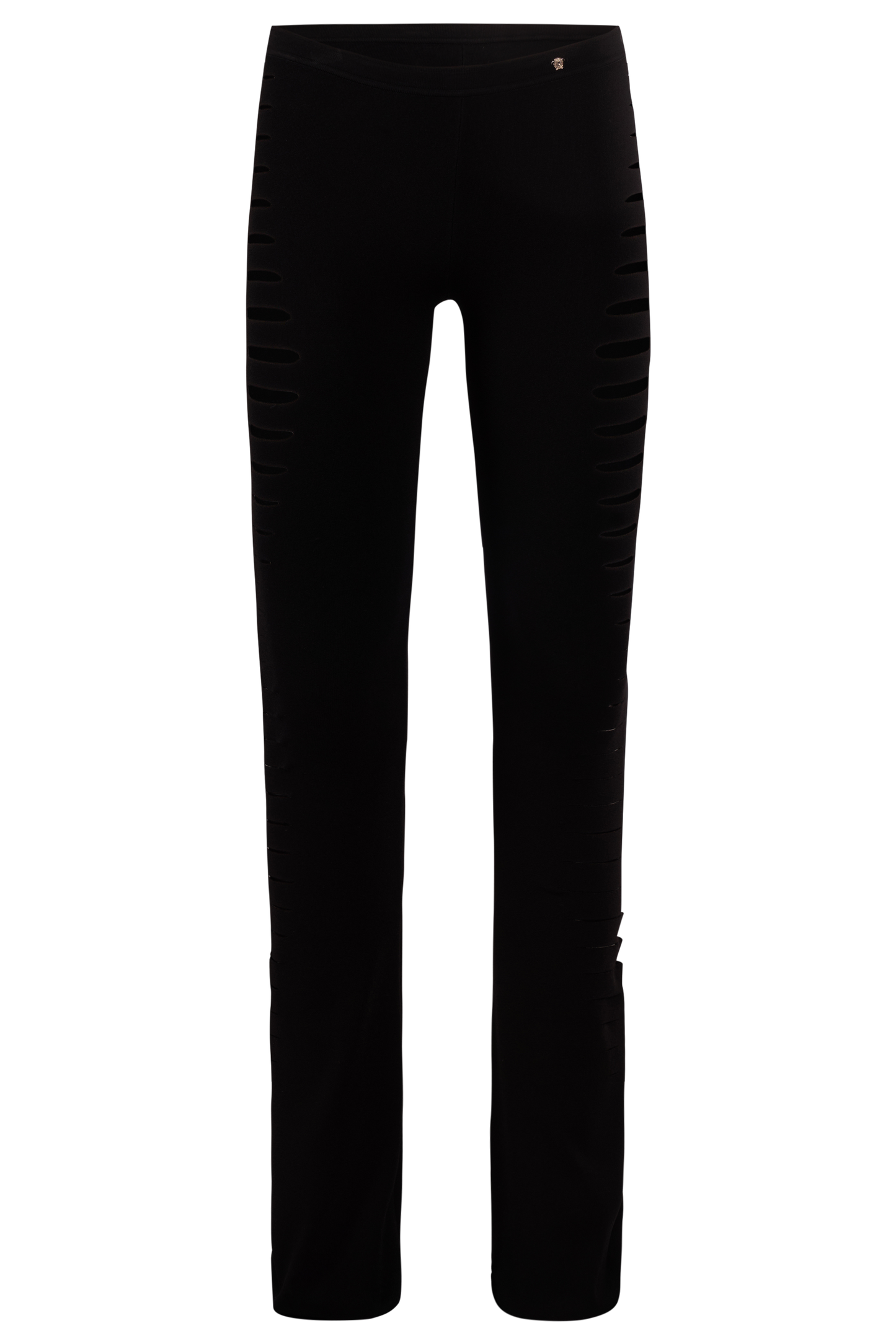 Versace Medusa Black Knit Cut Out Flared Pants