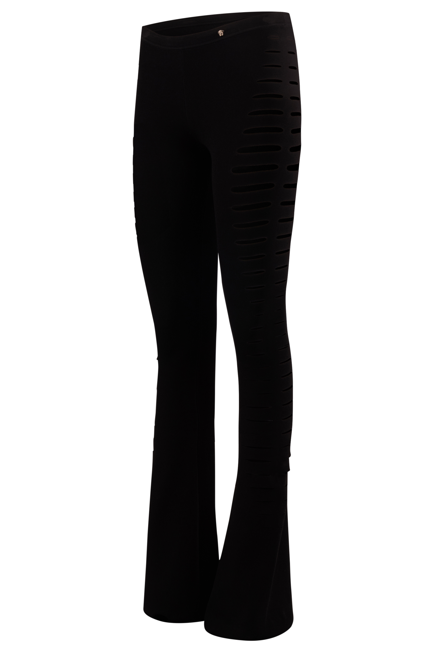 Versace Medusa Black Knit Cut Out Flared Pants