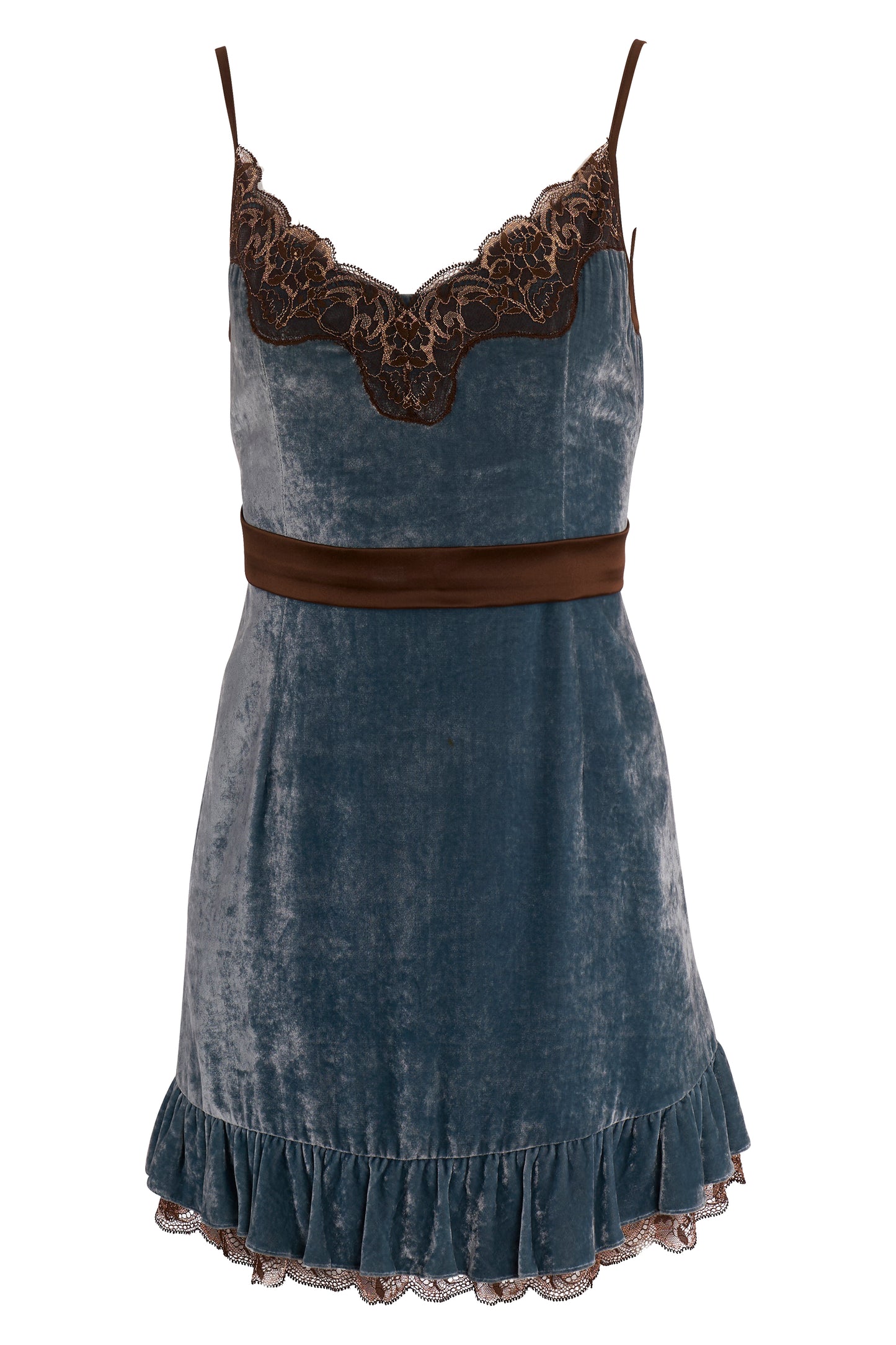 Dolce & Gabbana 2006 Blue Teal Velvet Mini Dress