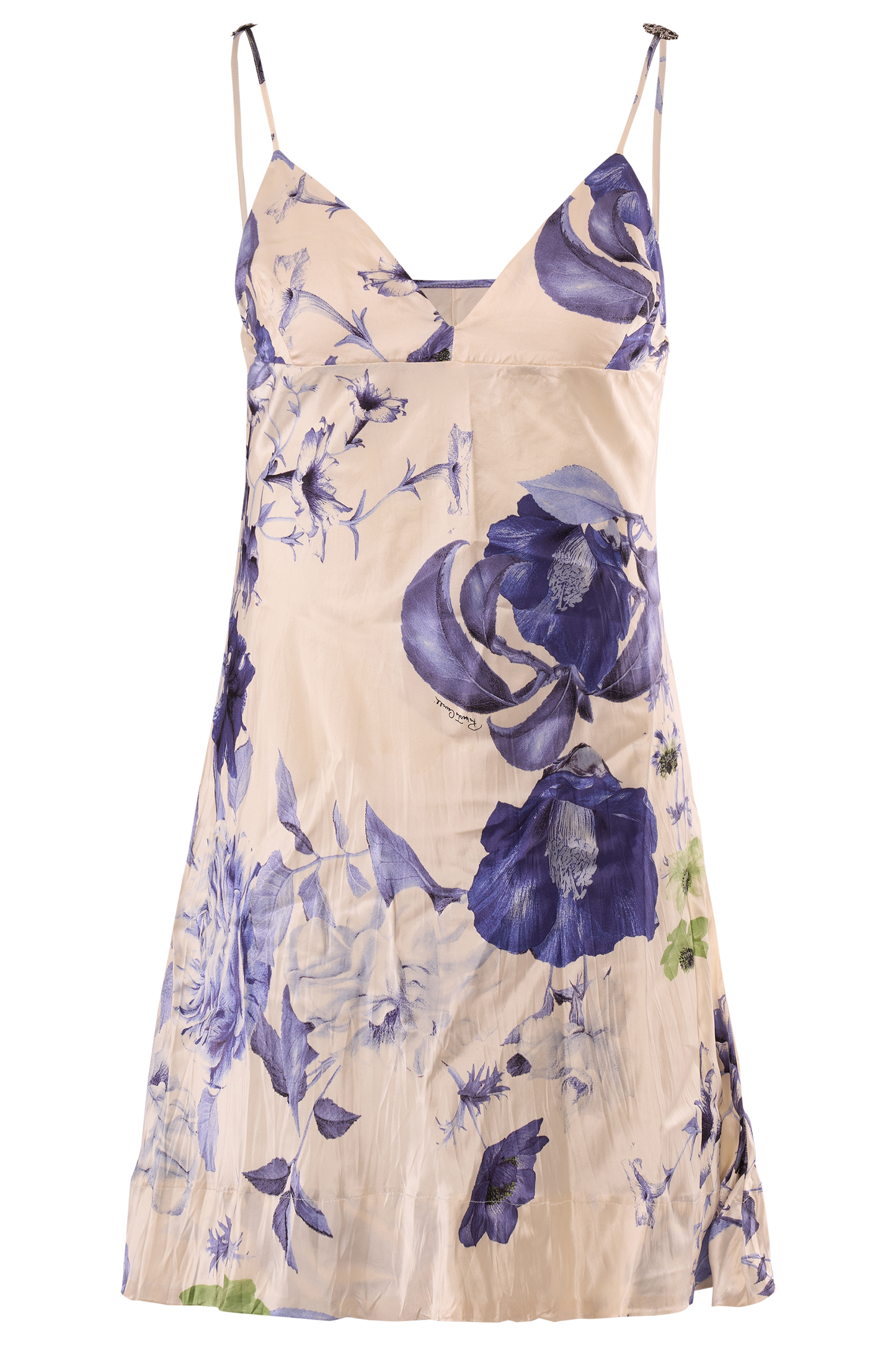 Vintage 2005 Roberto Cavalli runway Silk Blue Floral Mini Dress