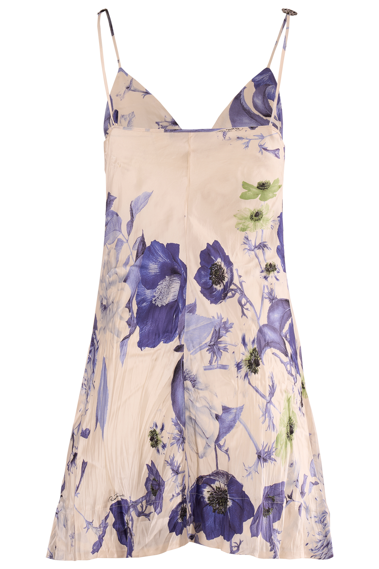 Vintage 2005 Roberto Cavalli runway Silk Blue Floral Mini Dress