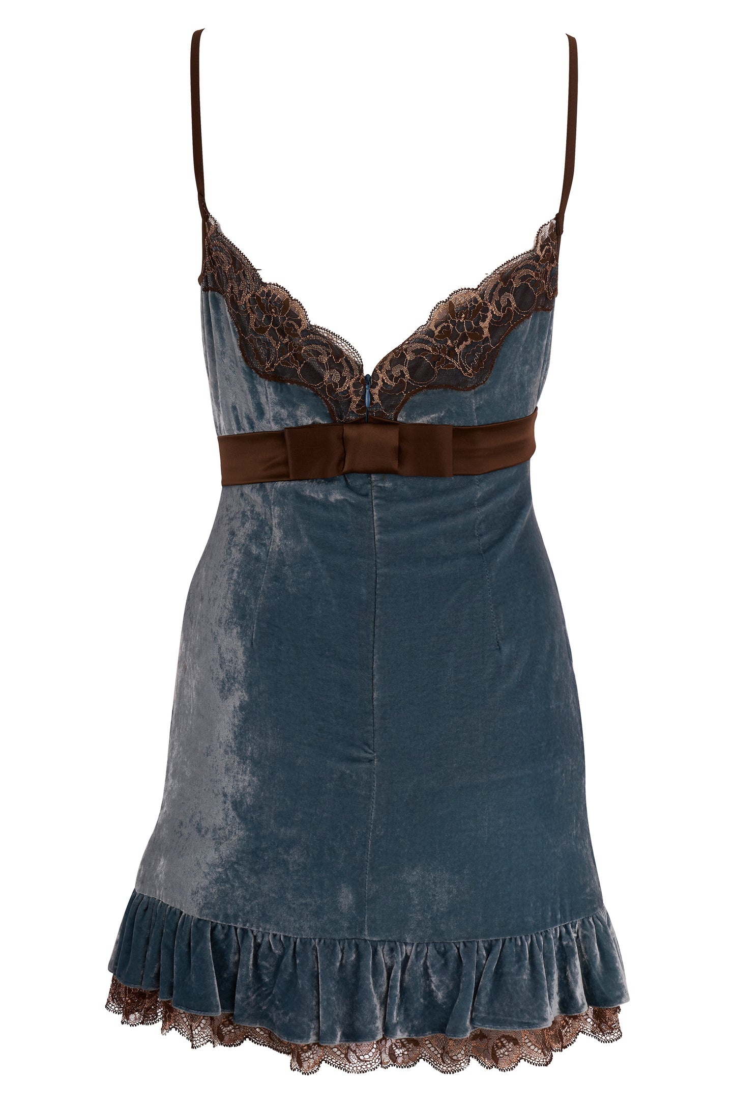 Dolce & Gabbana 2006 Blue Teal Velvet Mini Dress