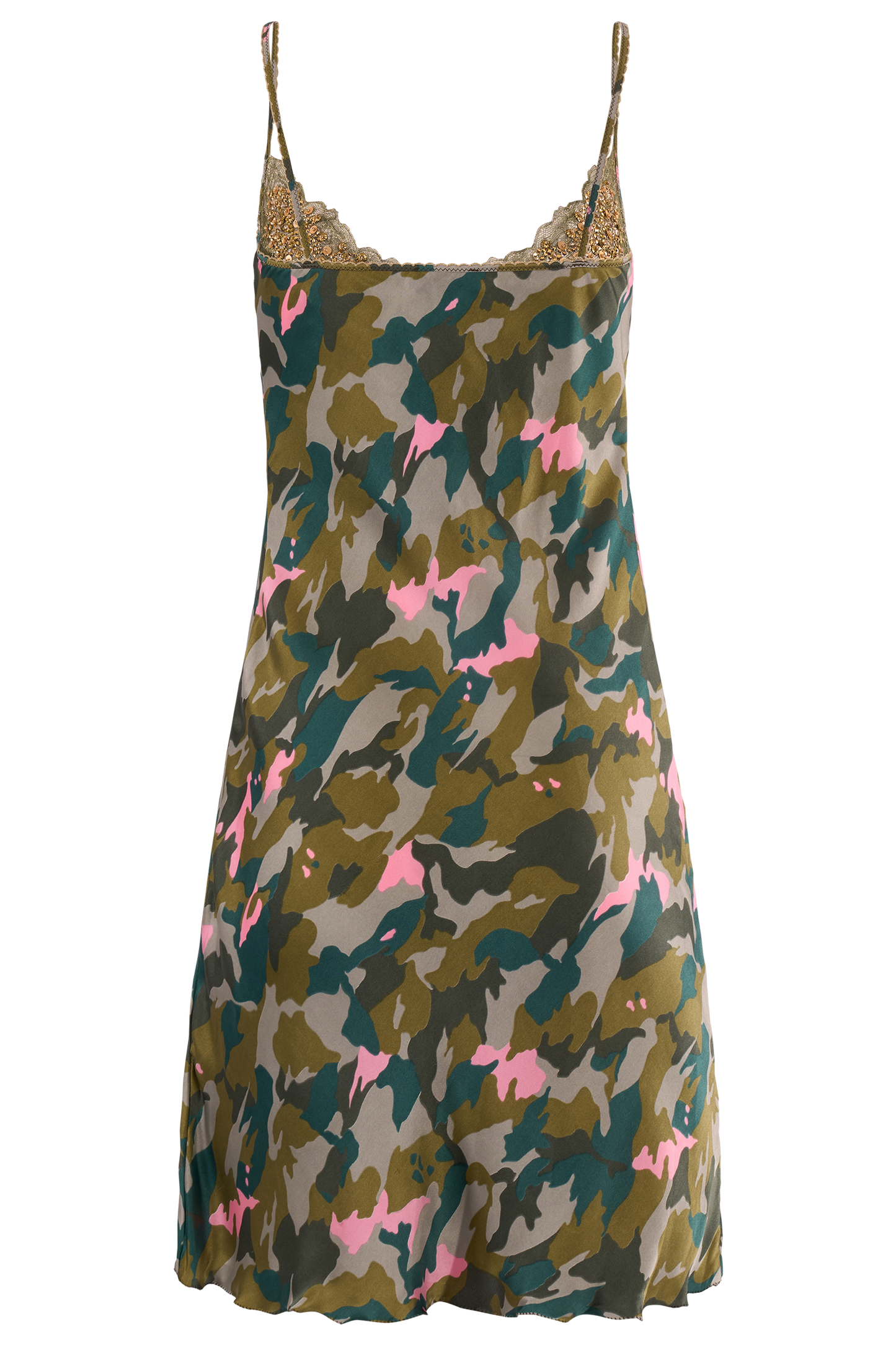 Vintage Blumarine S/S 2010 Camo Silk/Gold Sequins Mini Dress