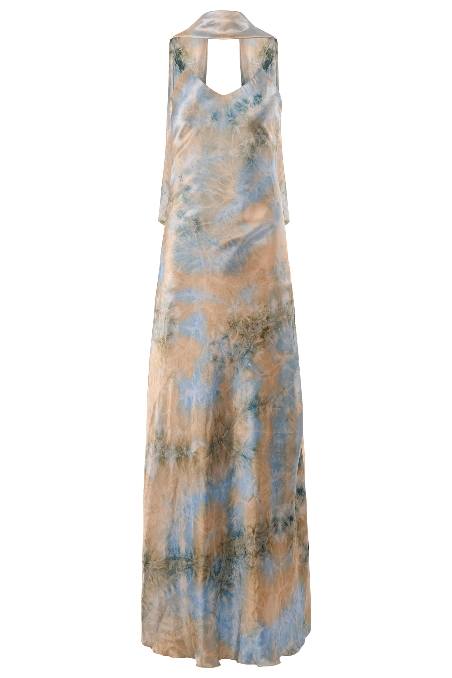 vintage 2000's Yves Calin Tie-Dye Silk Print Maxi Dress