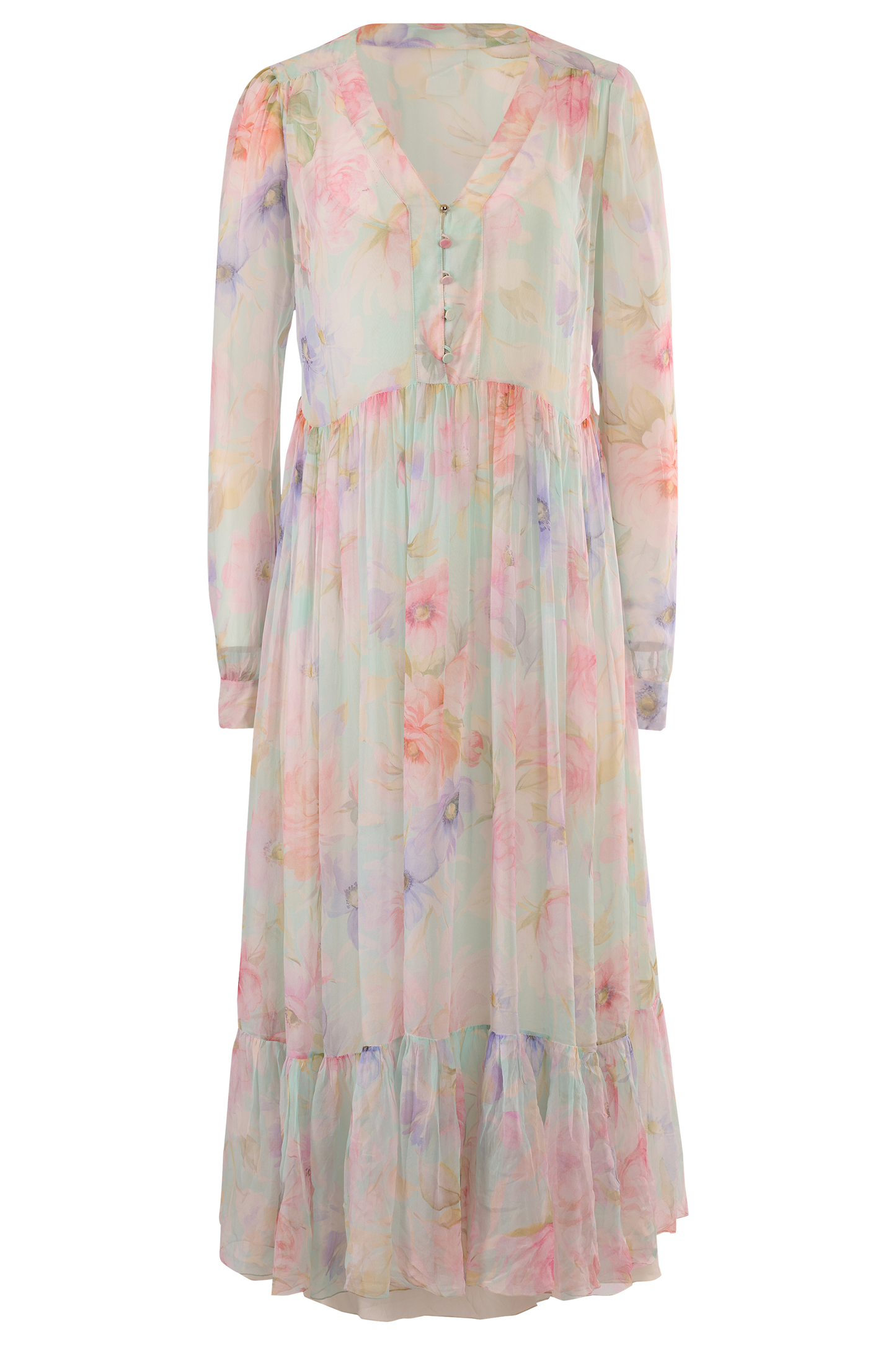 Vintage Blumarine Long Sleeves Floral Sheer Dress