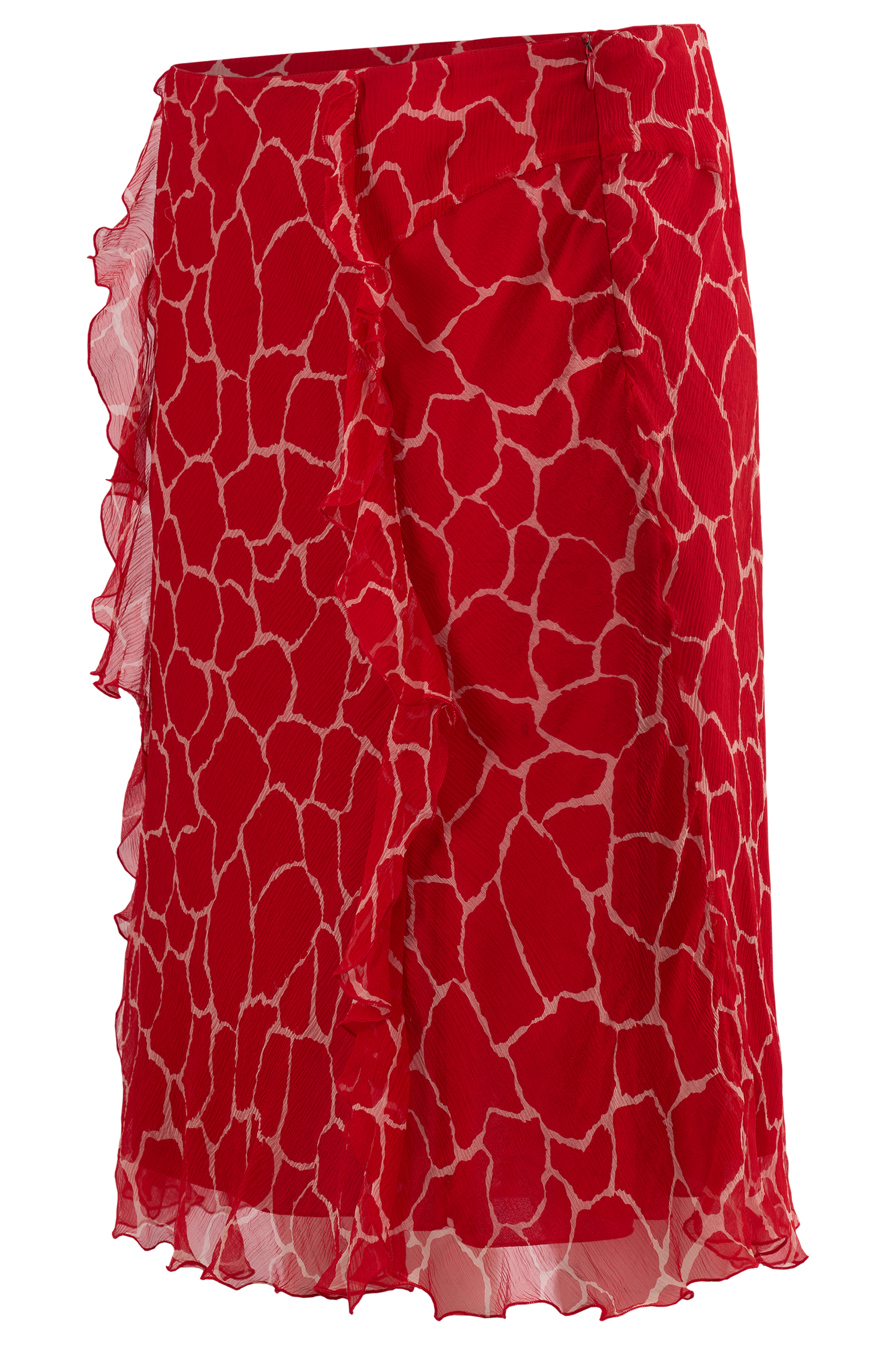 Vintage 2000's Blumarine Red Silk Print Skirt