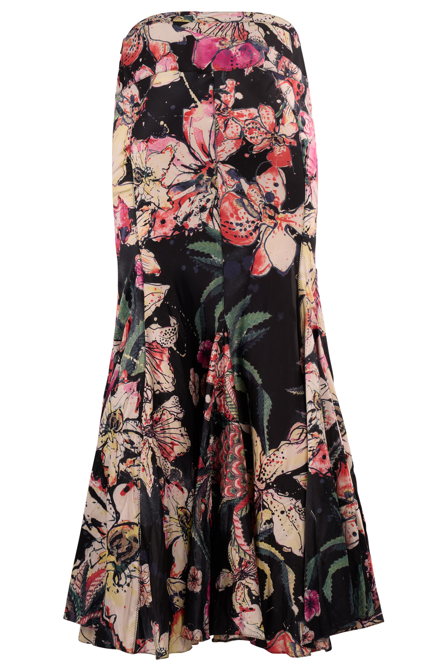 Vintage 2005 Just Cavalli Black Floral Mermaid Maxi Skirt