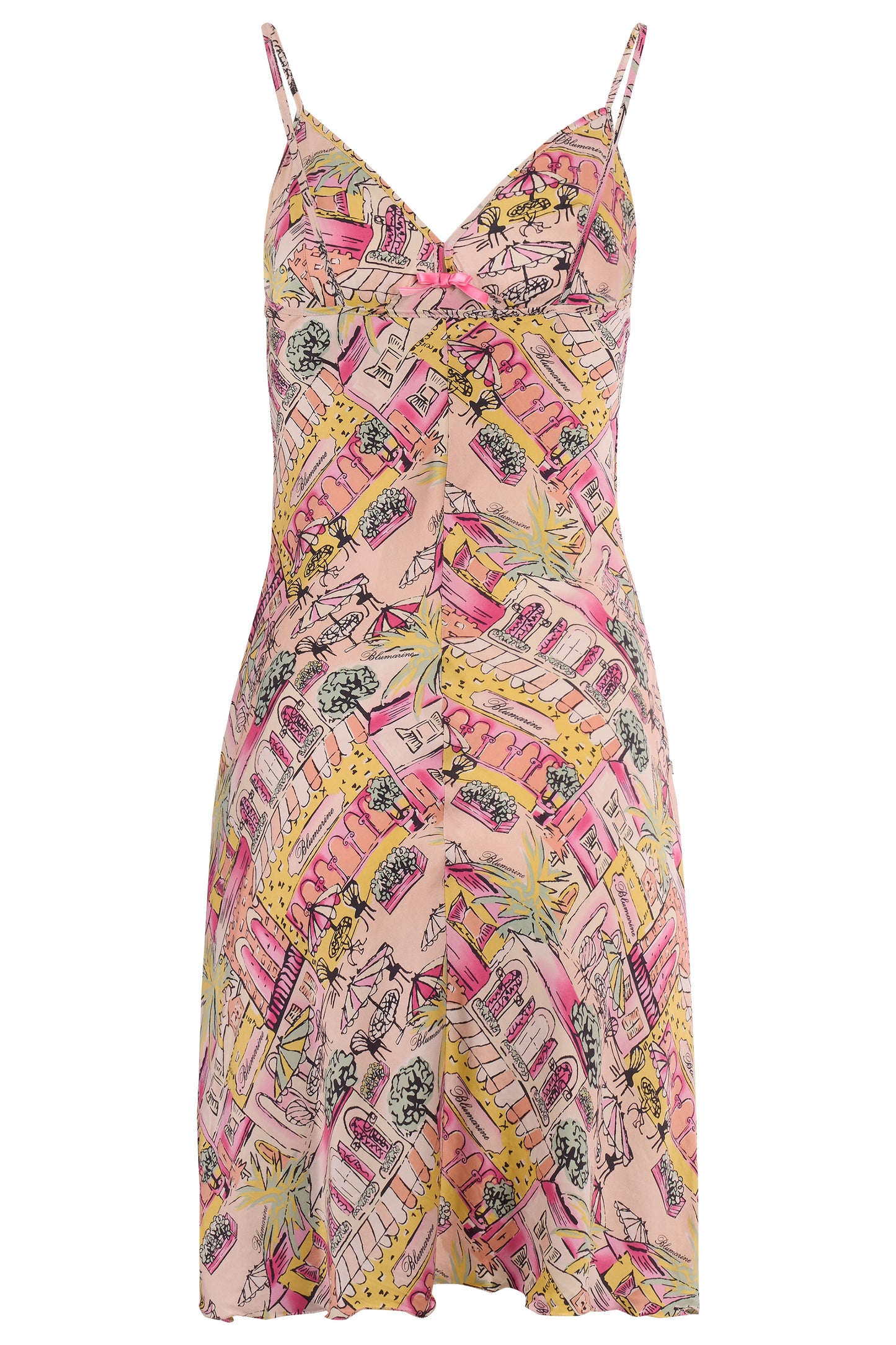Vintage Blumarine 2000's Silk Pink Print Mini Dress