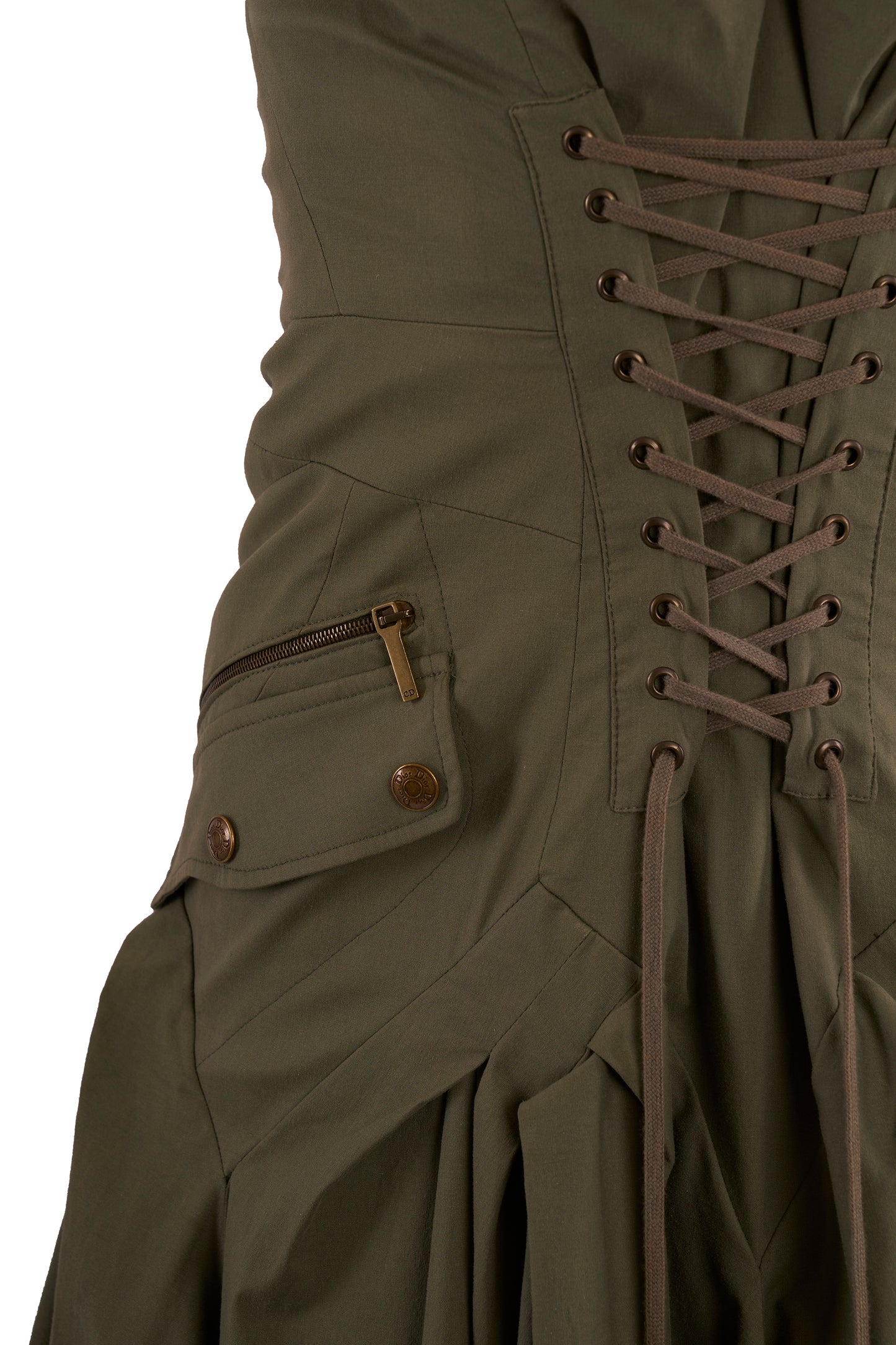 Vintage Christian Dior S/S 2003 Khaki Green Cargo Dress