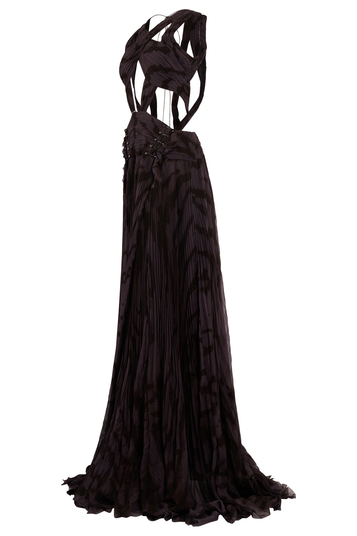 Roberto Cavalli Deep Grey Cut Out Maxi Gown