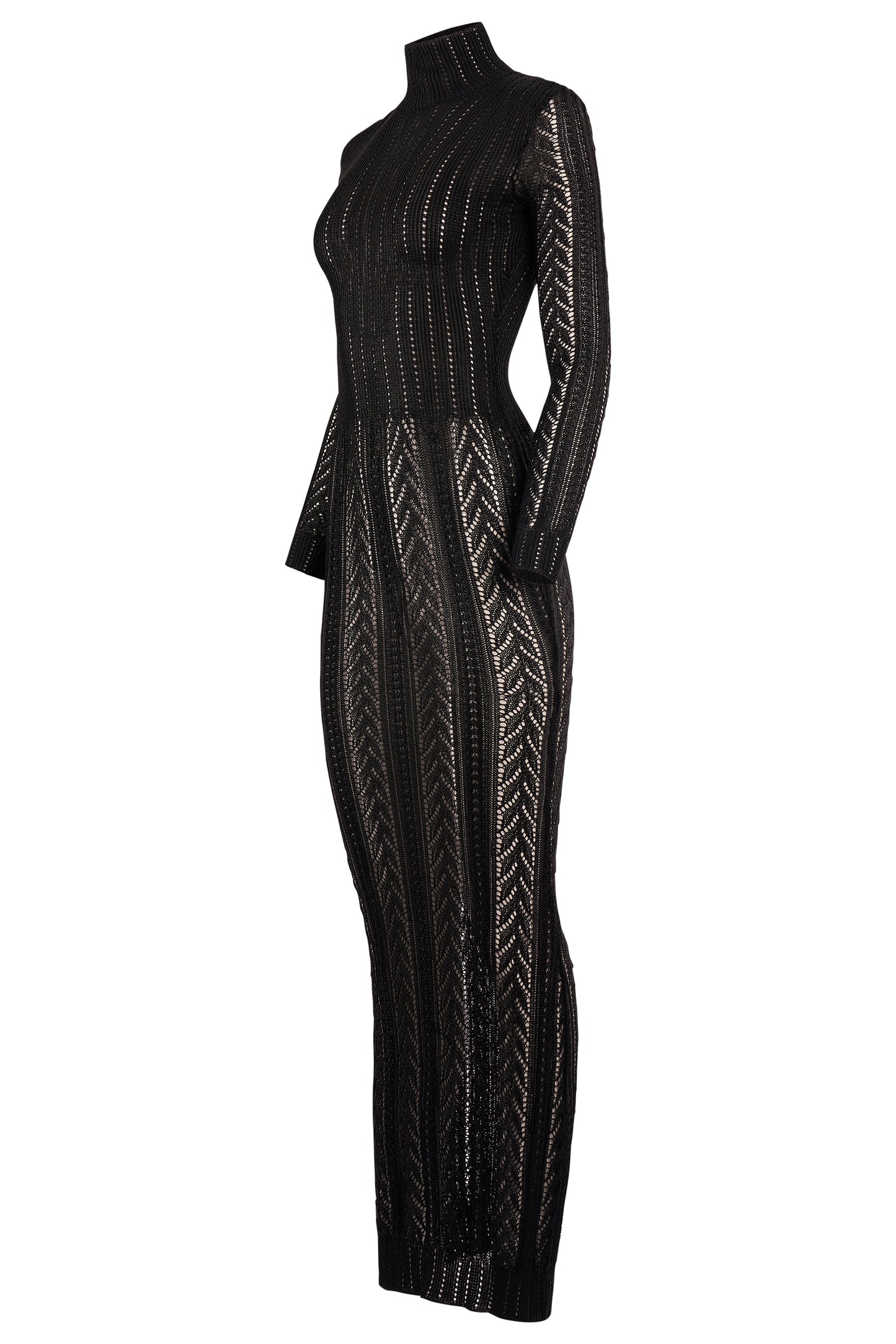 Christian Dior F/W 1999 Black Metallic Crochet Knit Maxi Dress