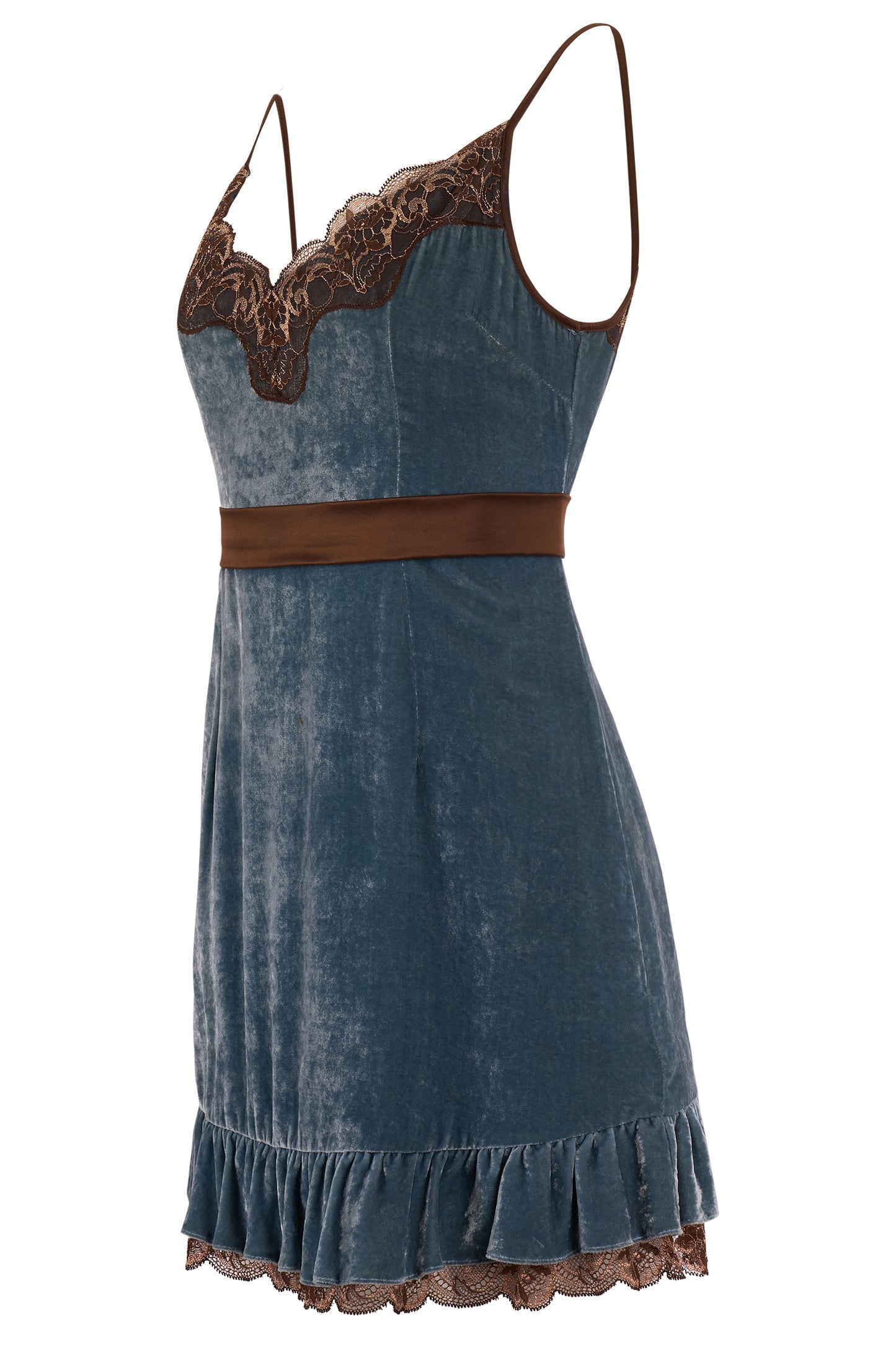 Dolce & Gabbana 2006 Blue Teal Velvet Mini Dress