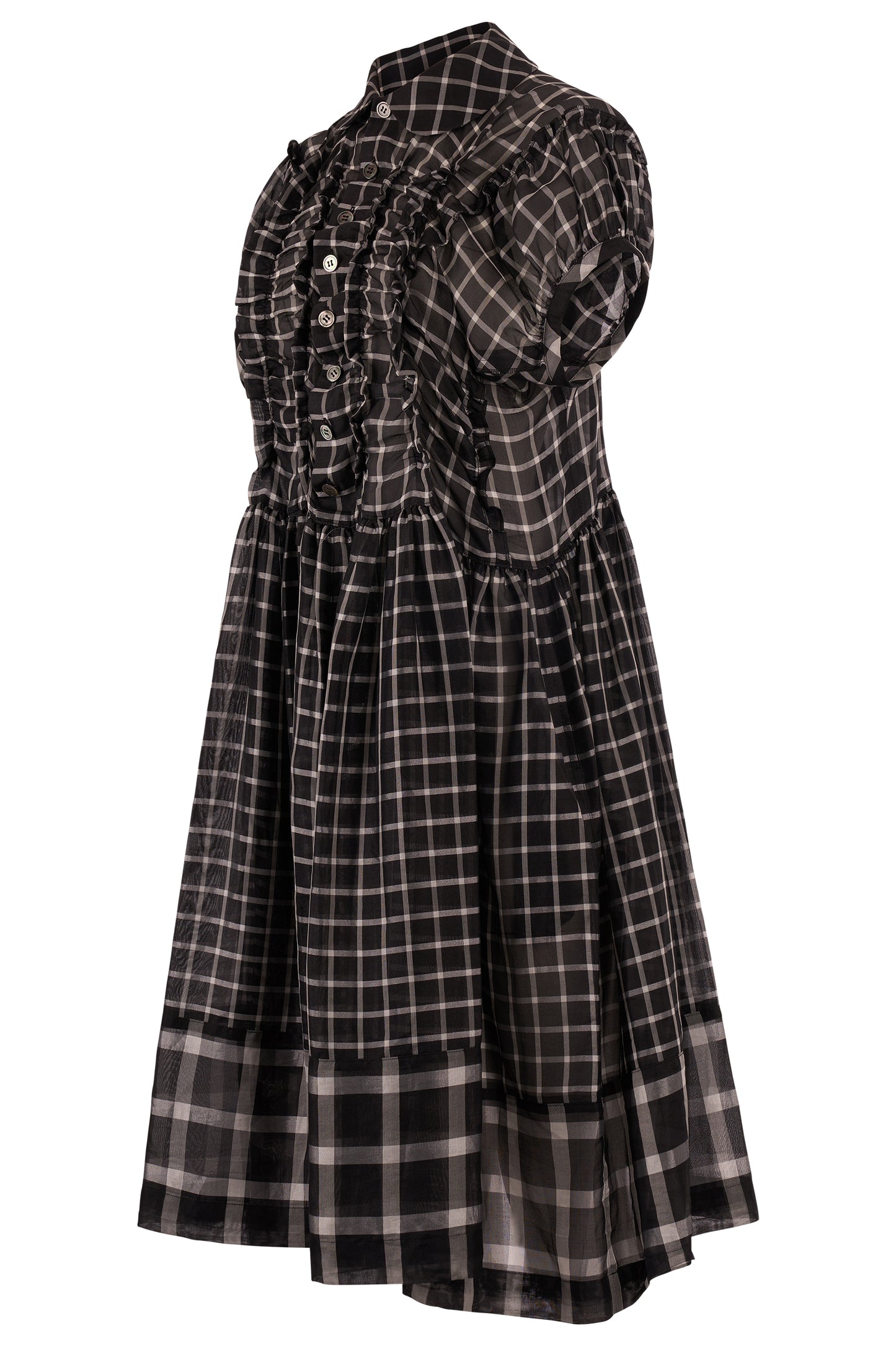 Comme des Garçons Black & White Check Ruffle Shirt Dress