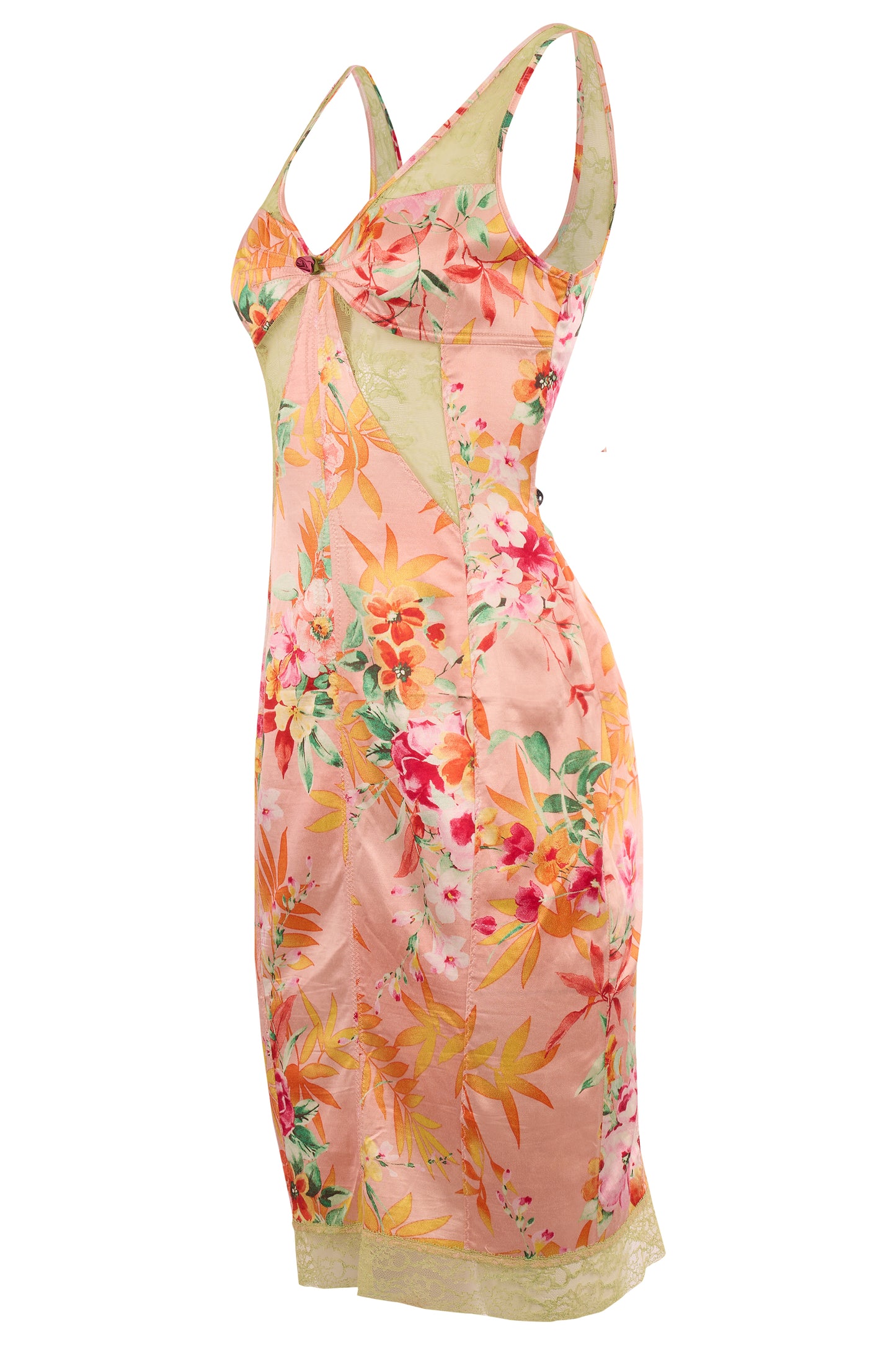 Dolce & Gabbana 2005 Vintage Pink Floral Lace Bodycon Dress