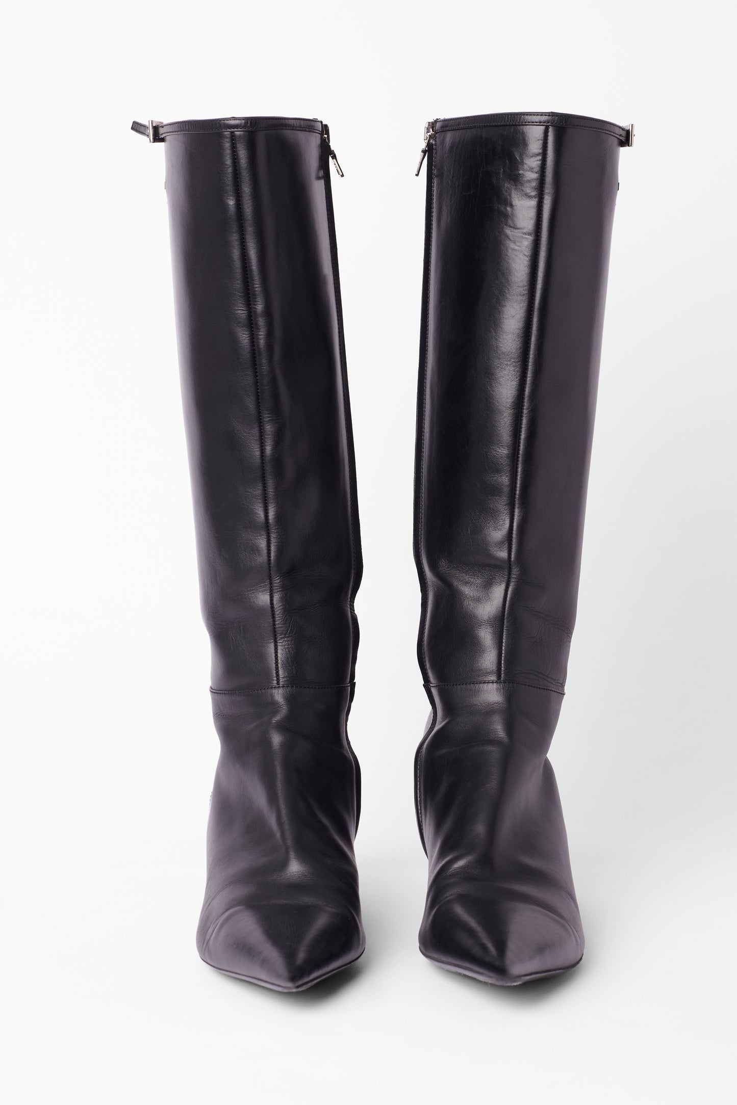 Vintage 2000’s Black Leather Kitten Heels Boots