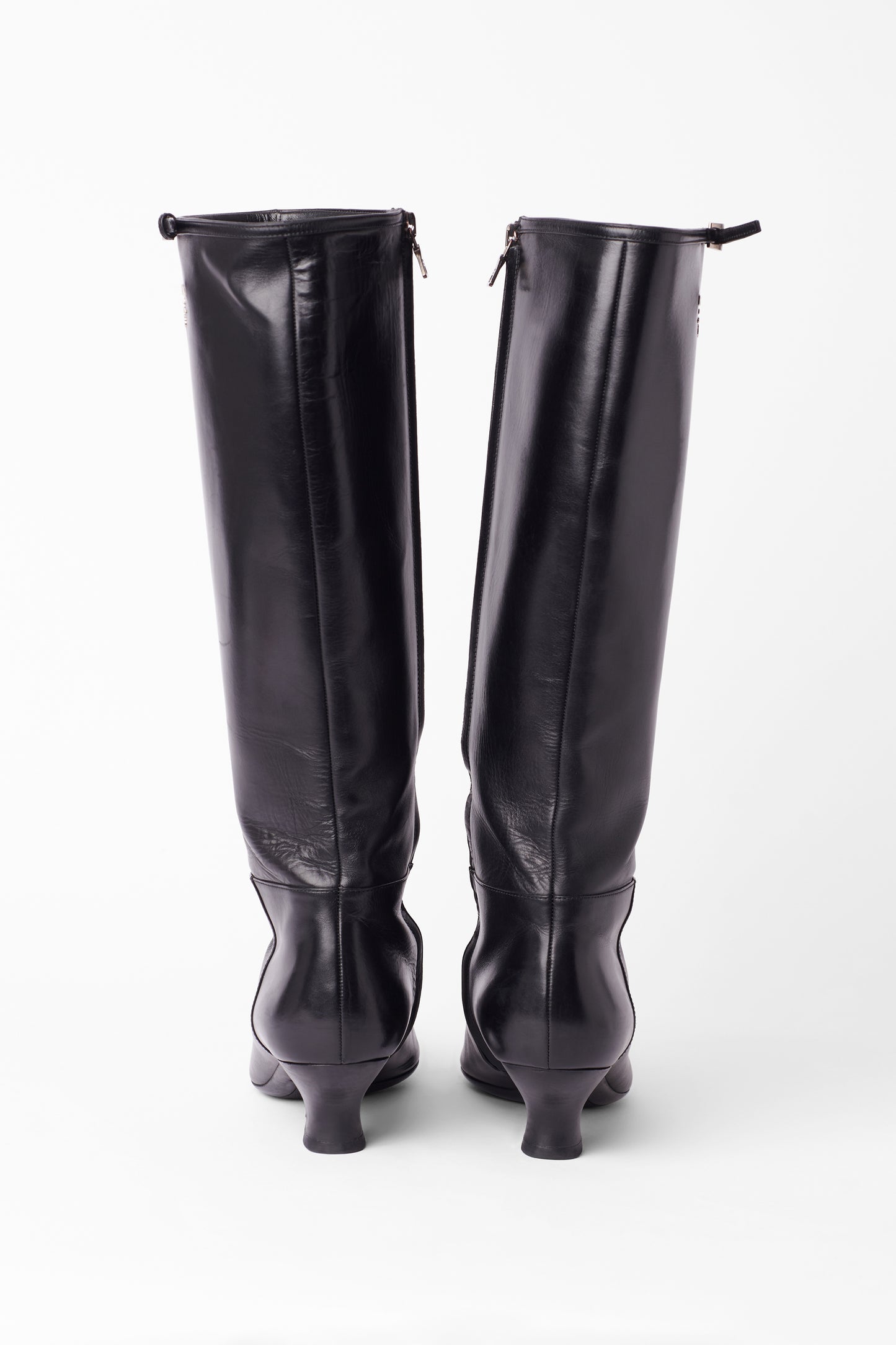 Vintage 2000’s Black Leather Kitten Heels Boots