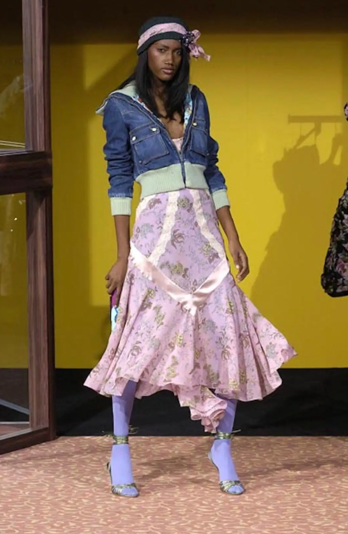 F/W 2004 Runway Floral Pink Silk Dress