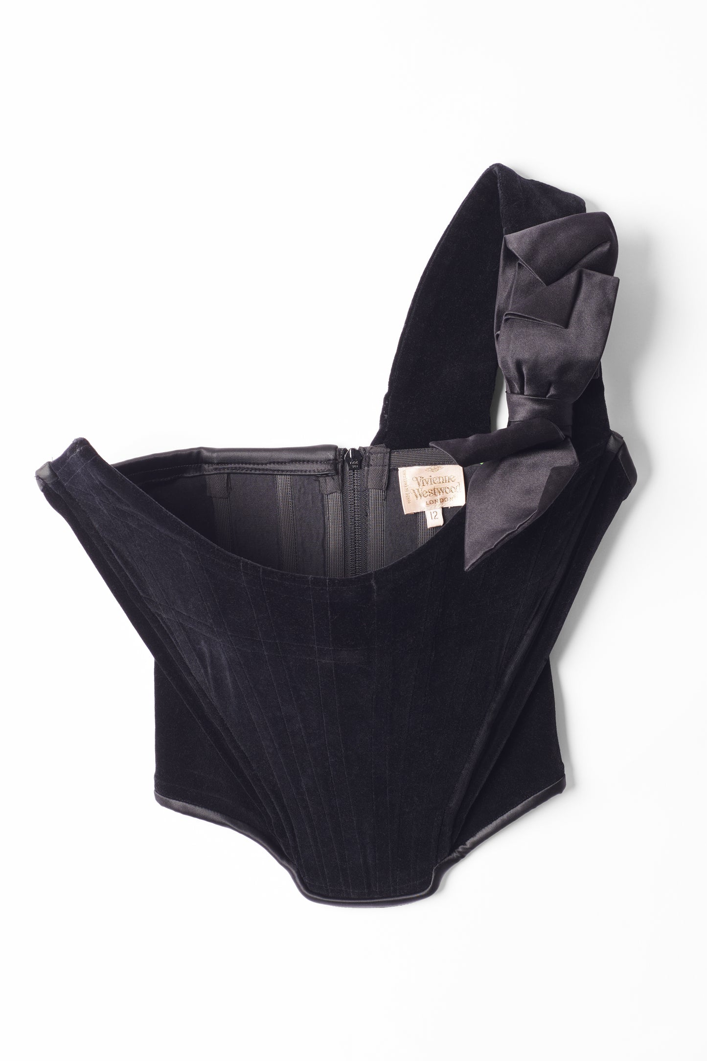 Vintage 1993 Black Velvet Bow Corset