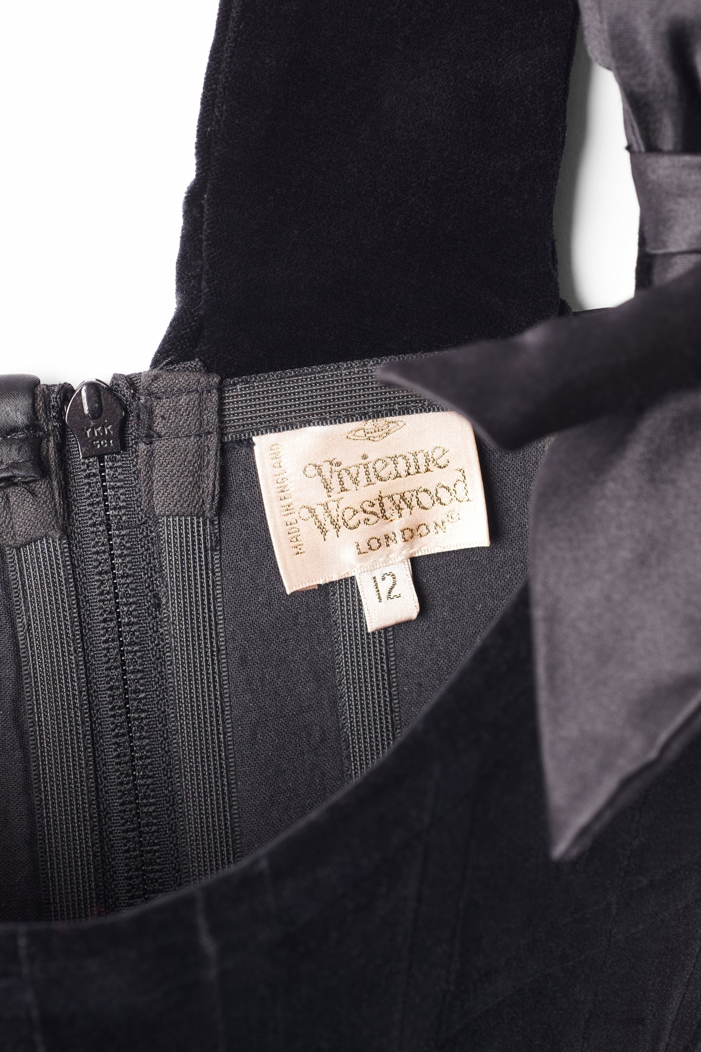 Vintage 1993 Black Velvet Bow Corset