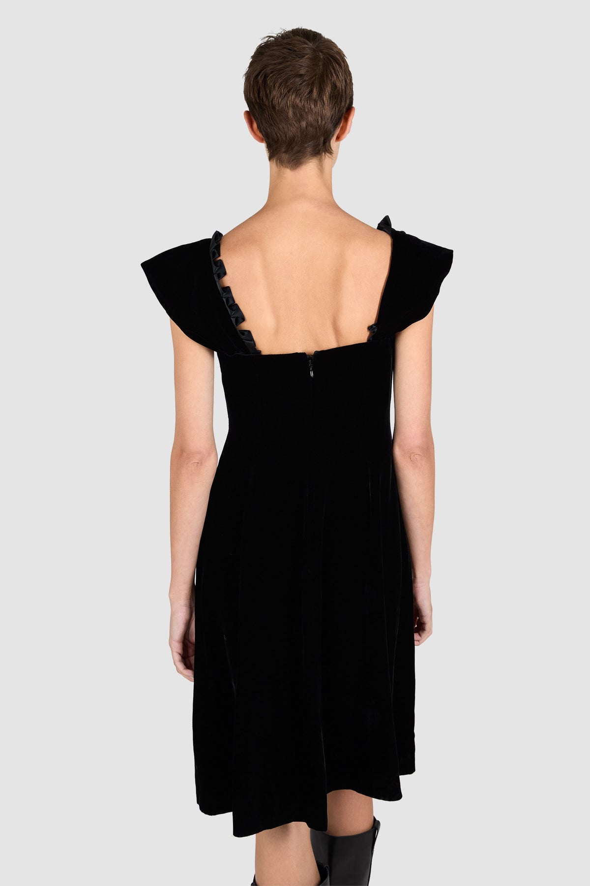 Vintage 1990's Giorgio Armani Black Velvet Babydoll Dress