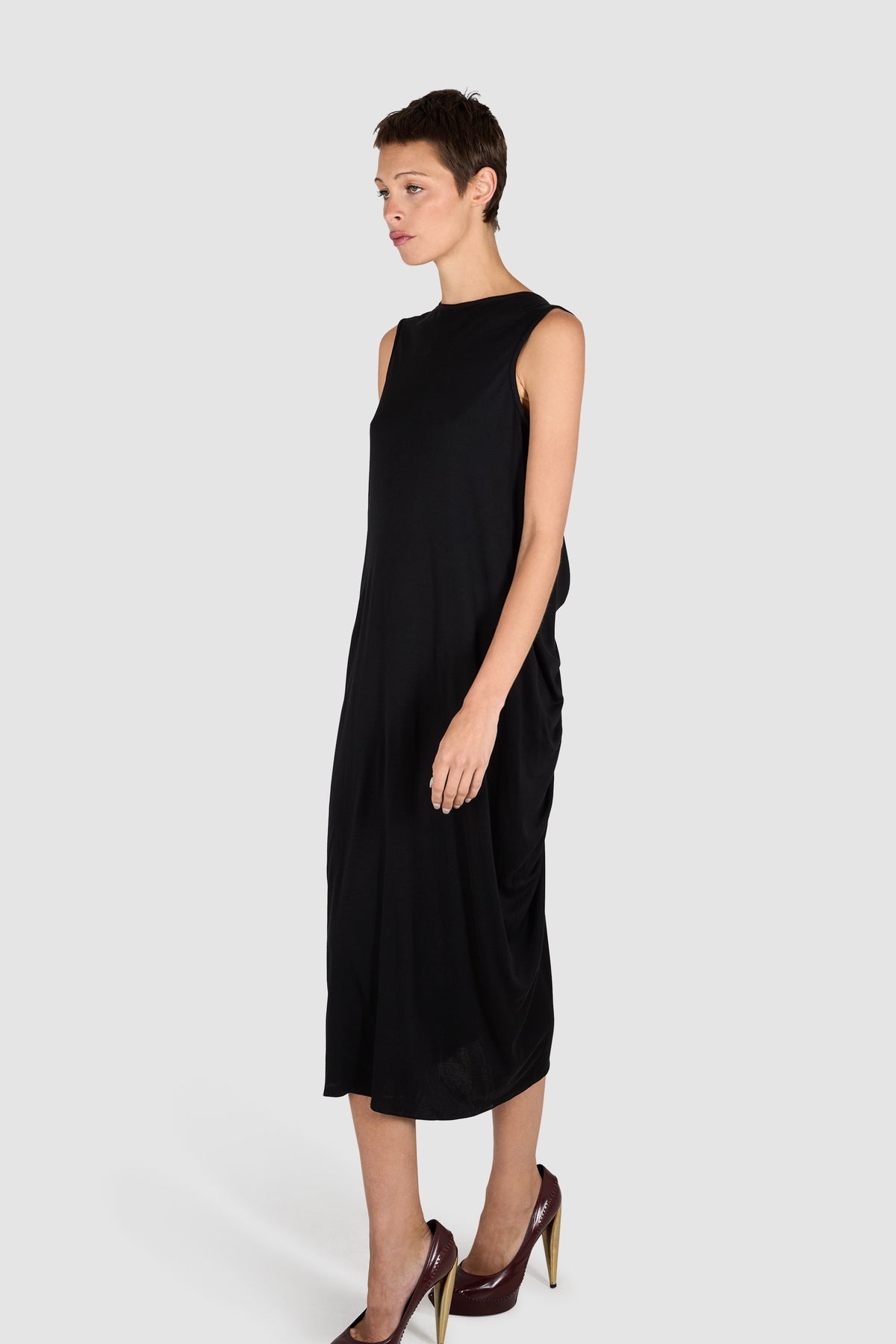 Vintage Alexander McQueen 2004 Draped Jersey Black Dress